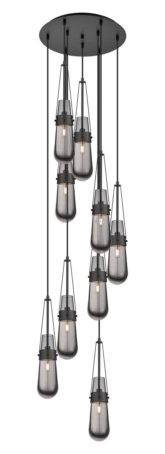 Nine Light Pendant by Innovations - Downtown Urban Collection, Matte Black Finish - 119-452-1P-BK-G452-4SM