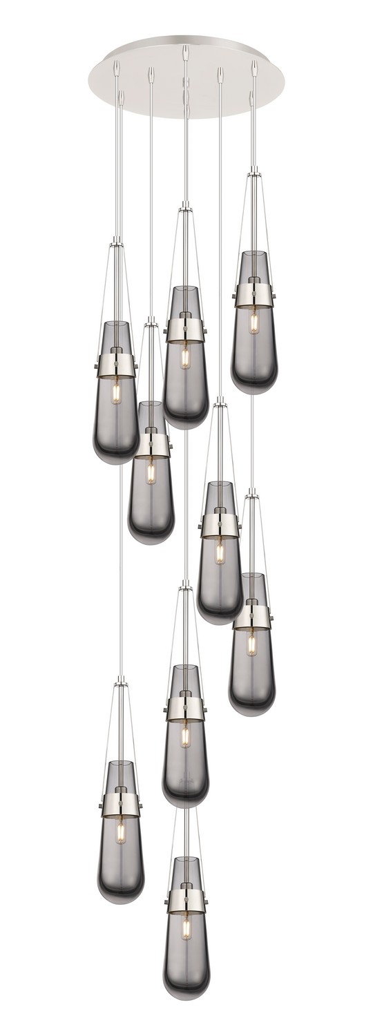 Nine Light Pendant by Innovations - Downtown Urban Collection, Polished Nickel Finish - 119-452-1P-PN-G452-4SM