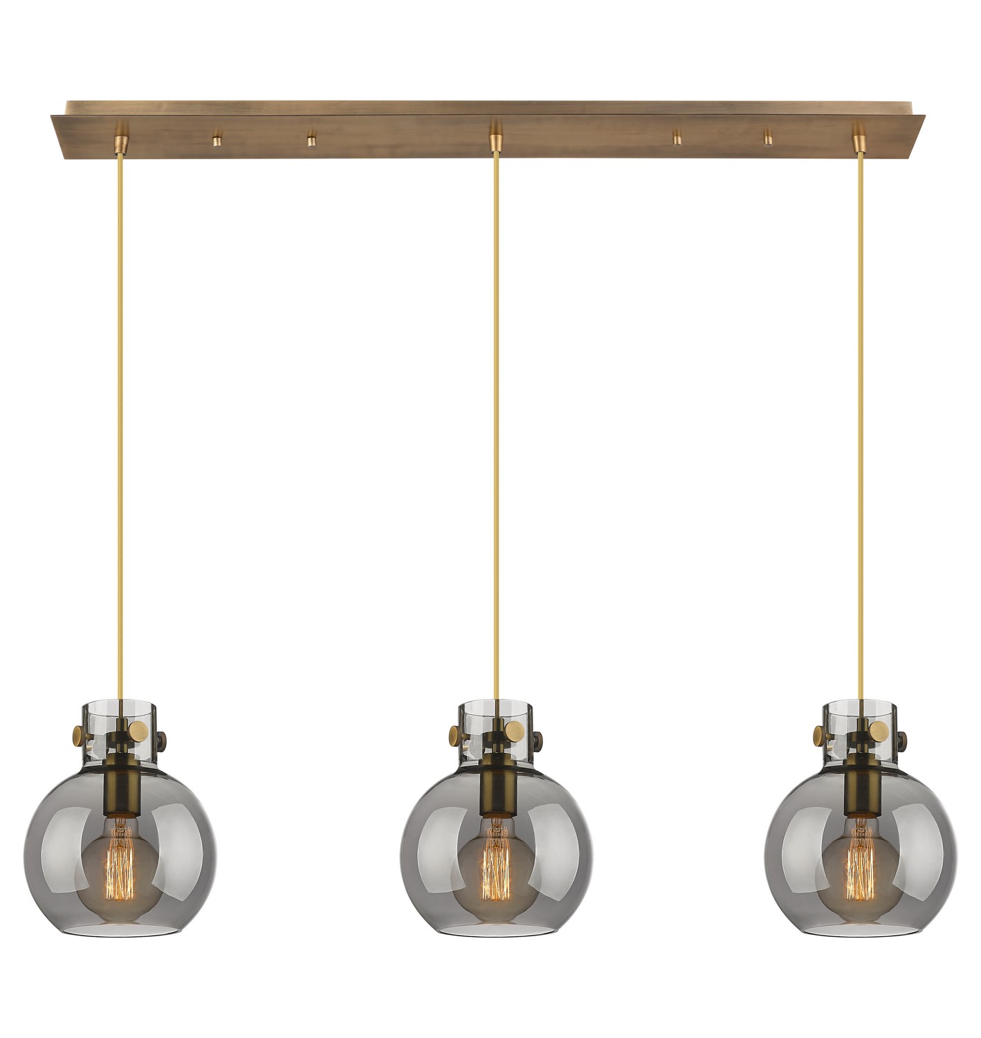 Three Light Linear Pendant by Innovations - Newton Collection, Brushed Brass Finish - 123-410-1PS-BB-G410-8SM
