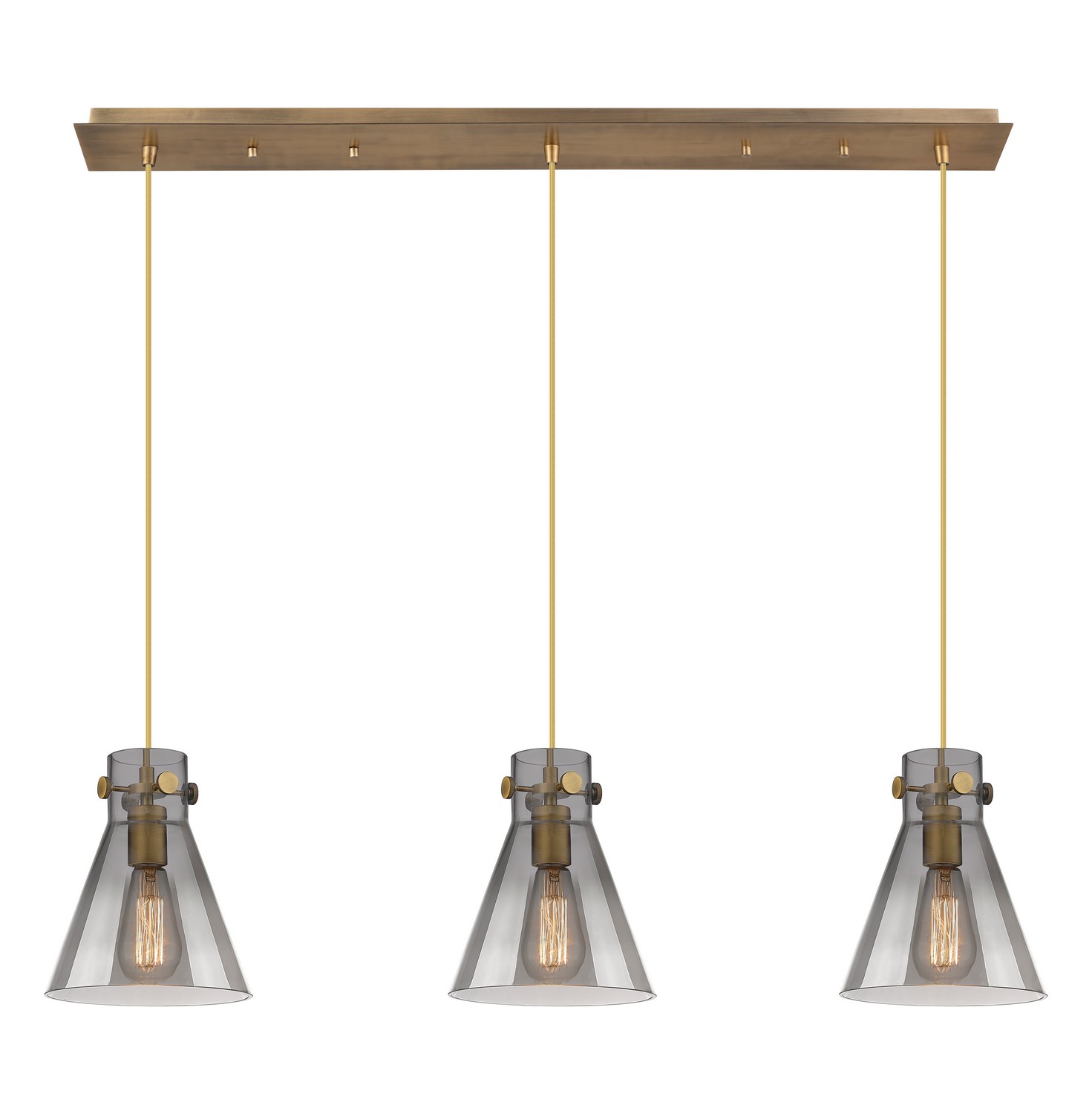 Three Light Linear Pendant by Innovations - Downtown Urban Collection, Brushed Brass Finish - 123-410-1PS-BB-G411-8SM