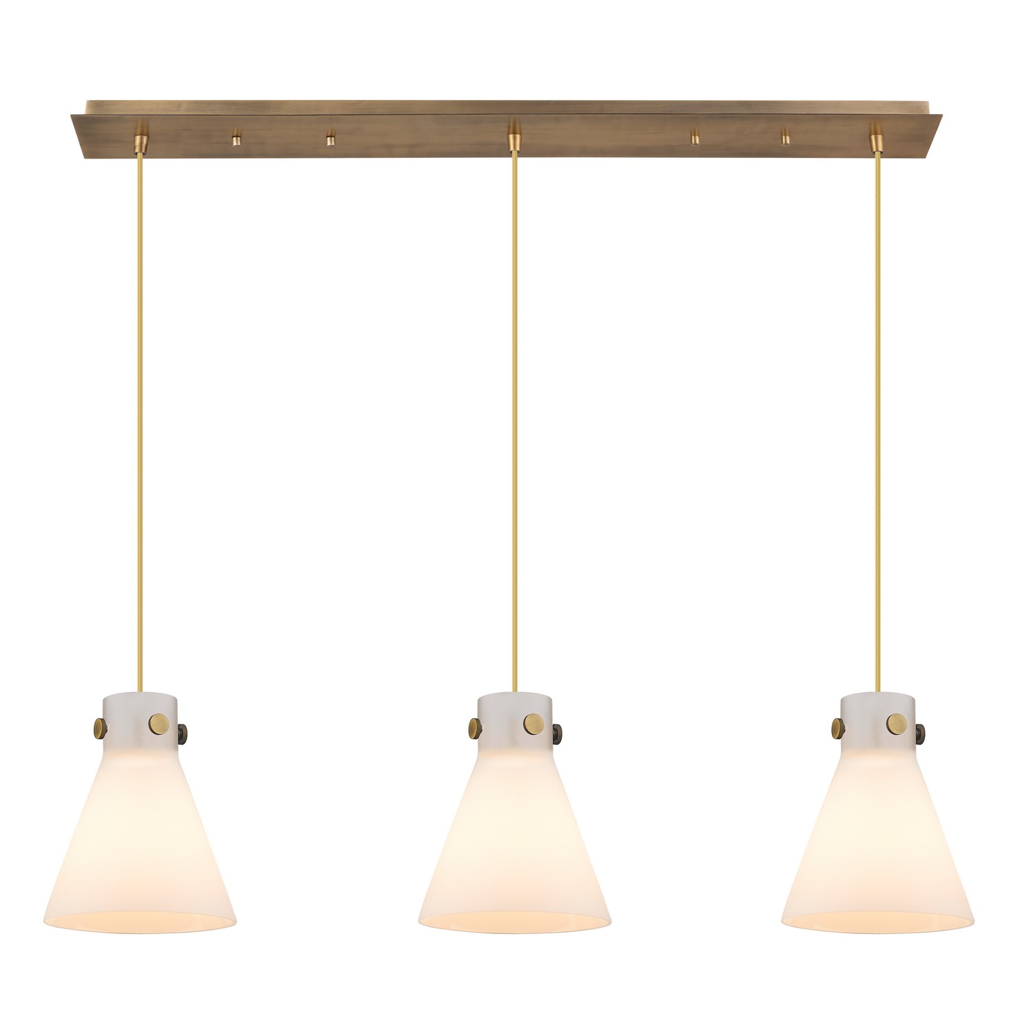 Three Light Linear Pendant by Innovations - Downtown Urban Collection, Brushed Brass Finish - 123-410-1PS-BB-G411-8WH