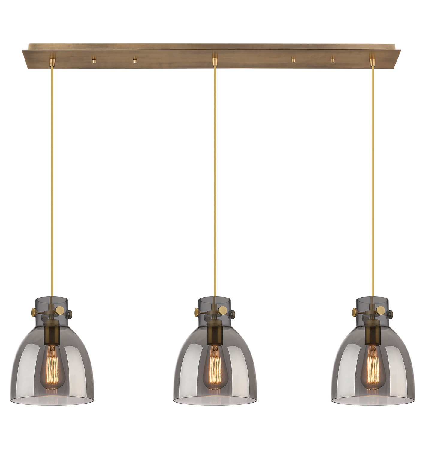 Three Light Linear Pendant by Innovations - Downtown Urban Collection, Brushed Brass Finish - 123-410-1PS-BB-G412-8SM