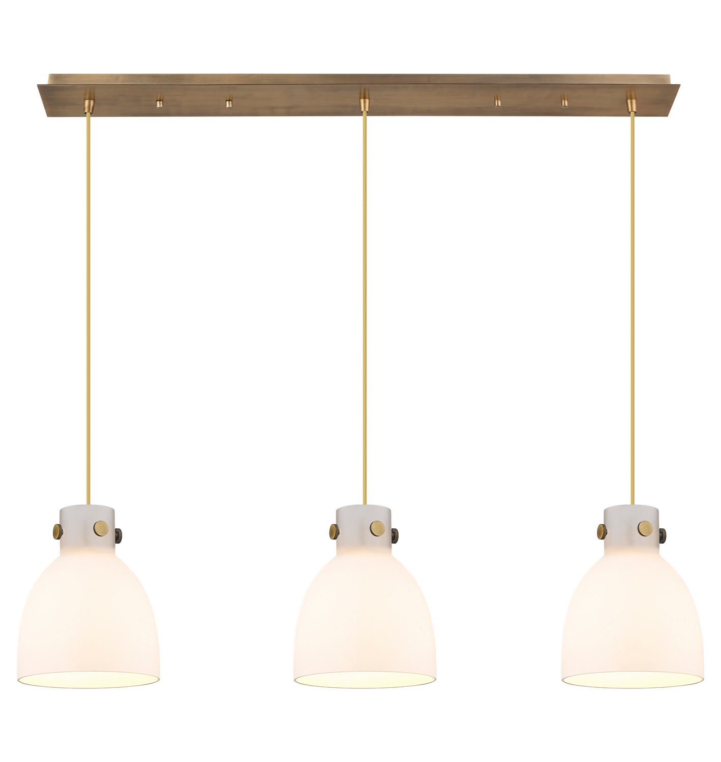 Three Light Linear Pendant by Innovations - Downtown Urban Collection, Brushed Brass Finish - 123-410-1PS-BB-G412-8WH