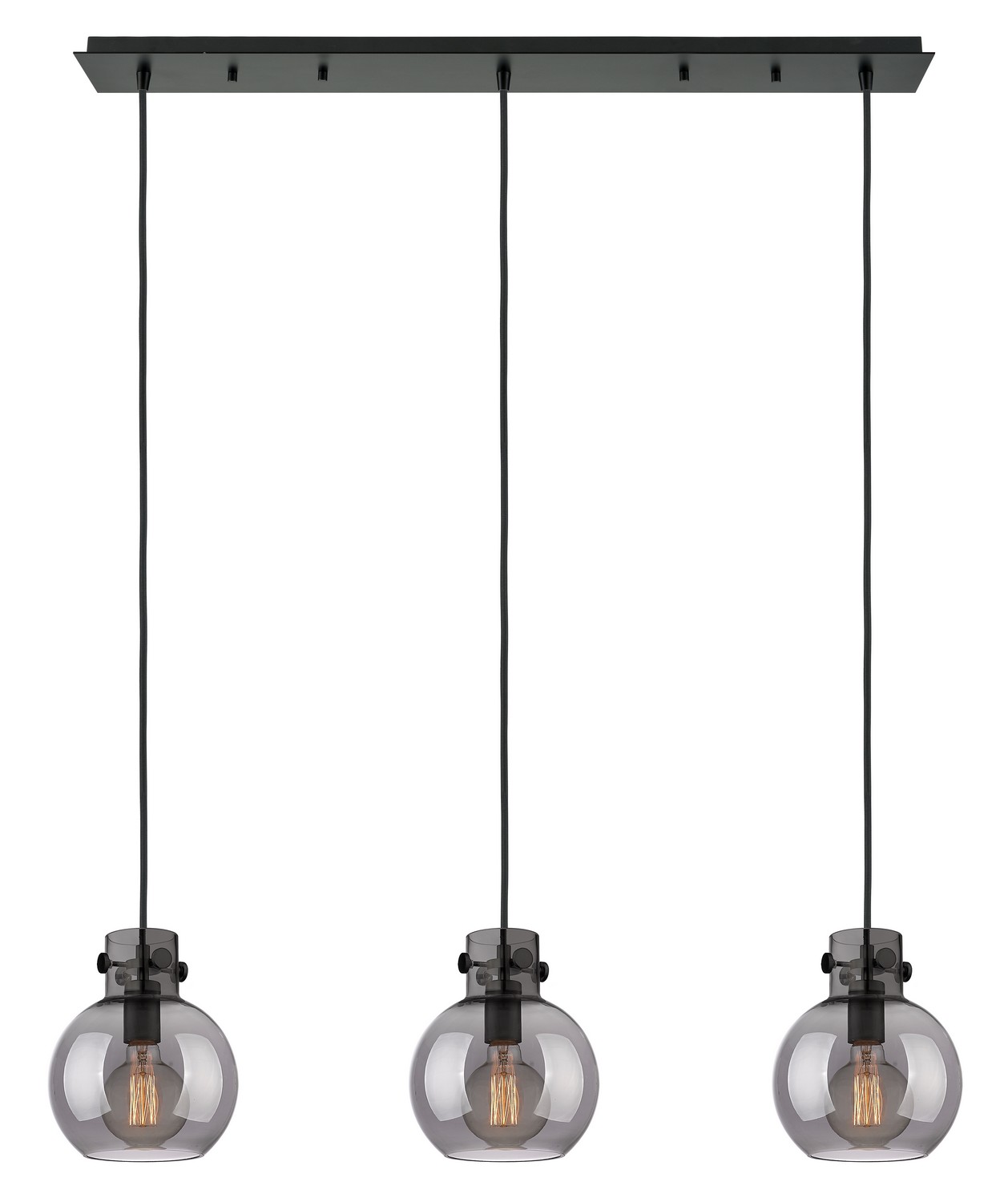 Three Light Linear Pendant by Innovations - Newton Collection, Matte Black Finish - 123-410-1PS-BK-G410-8SM