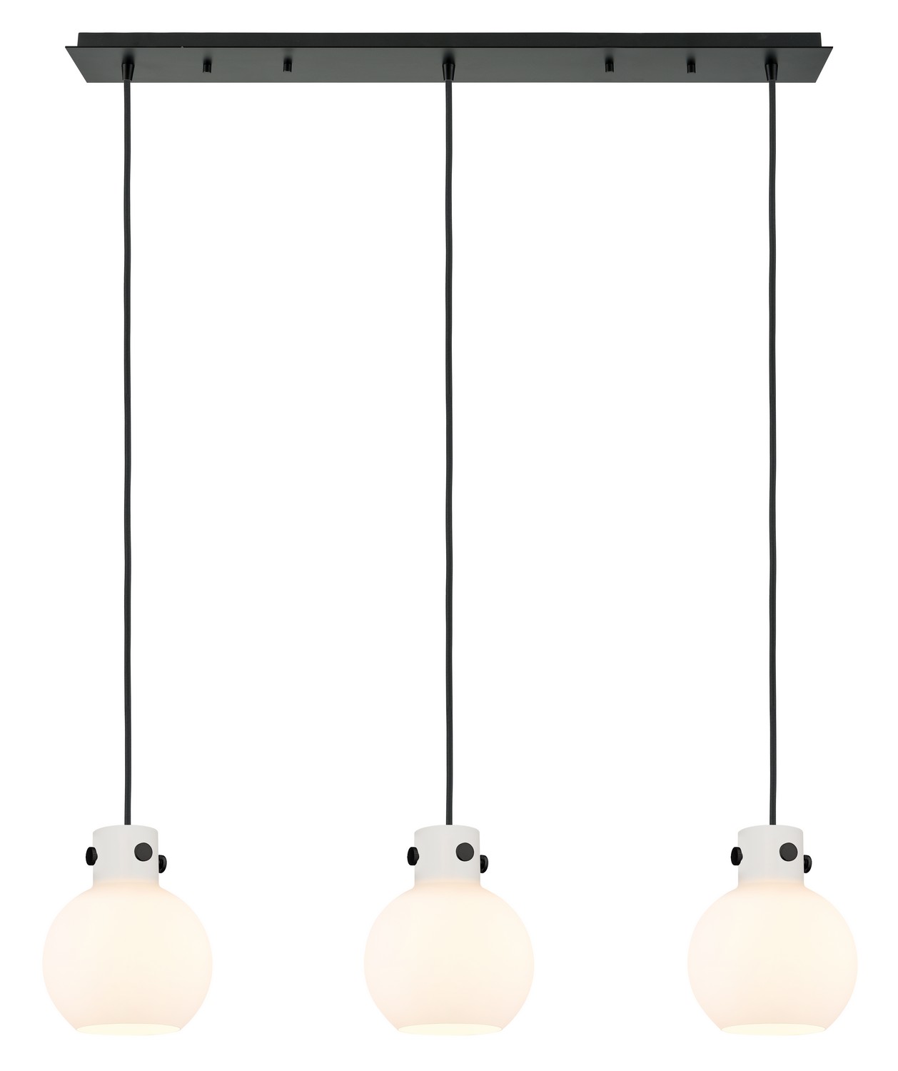 Three Light Linear Pendant by Innovations - Newton Collection, Matte Black Finish - 123-410-1PS-BK-G410-8WH