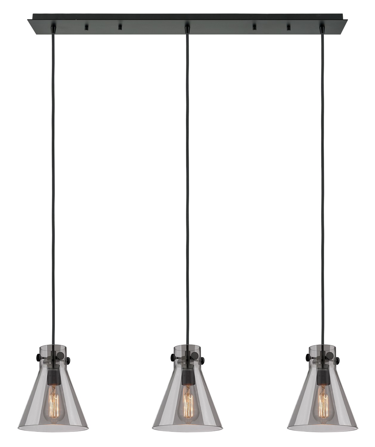 Three Light Linear Pendant by Innovations - Downtown Urban Collection, Matte Black Finish - 123-410-1PS-BK-G411-8SM