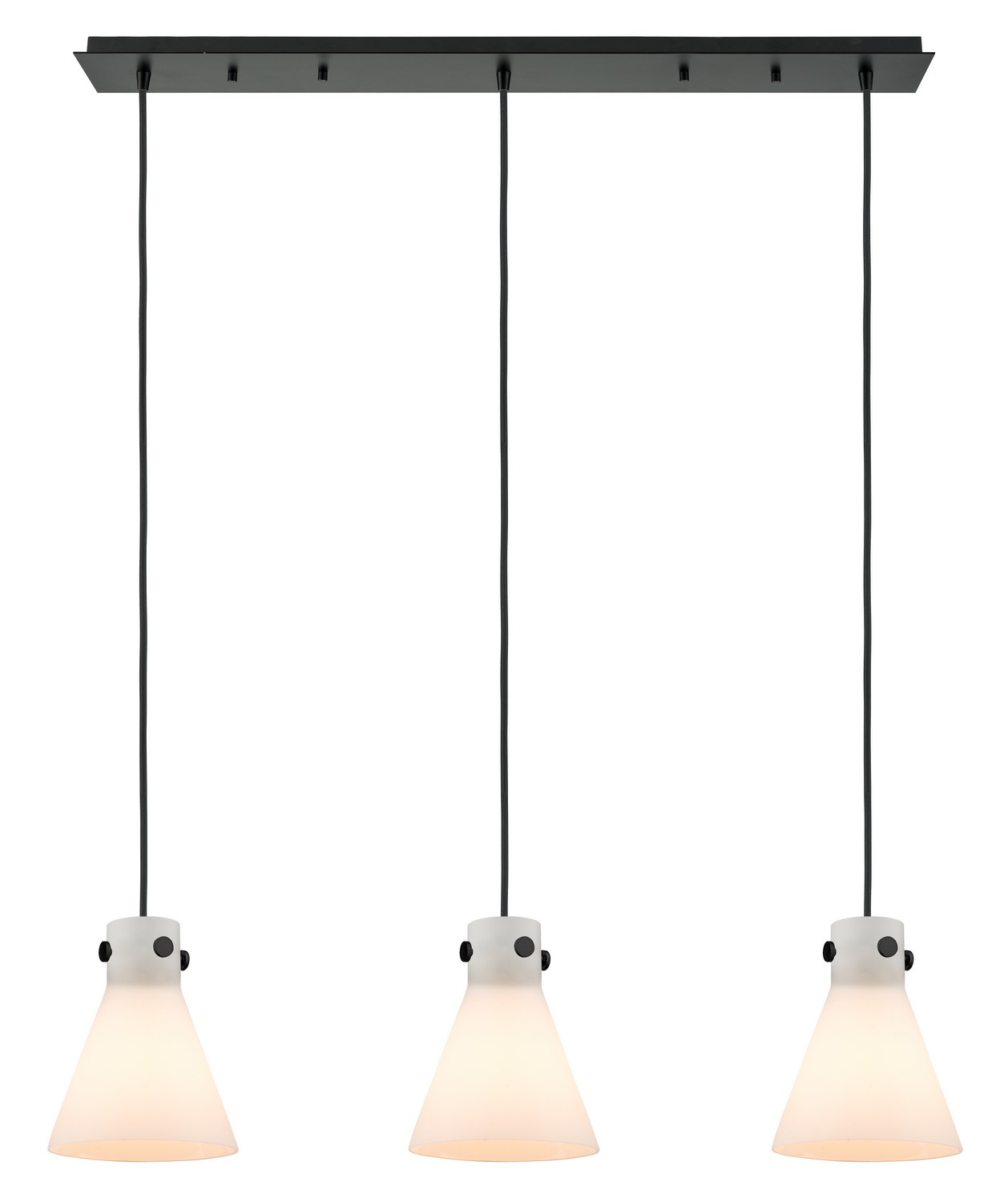 Three Light Linear Pendant by Innovations - Downtown Urban Collection, Matte Black Finish - 123-410-1PS-BK-G411-8WH