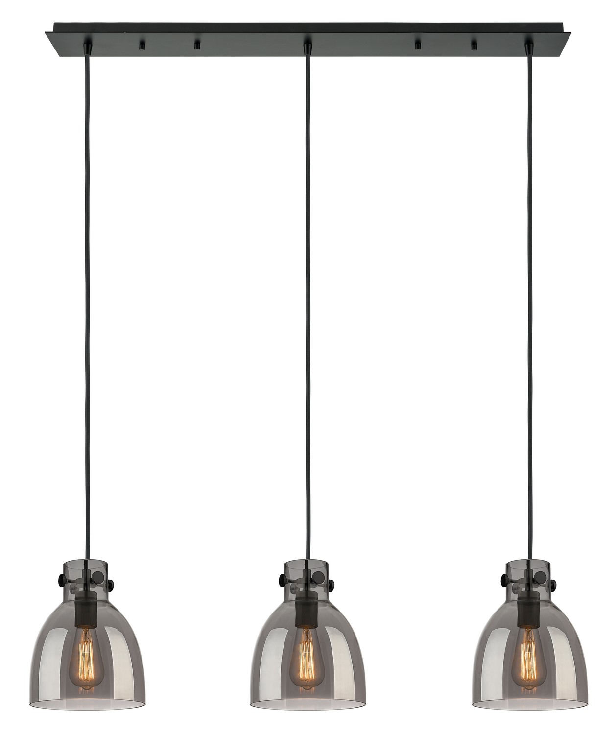 Three Light Linear Pendant by Innovations - Downtown Urban Collection, Matte Black Finish - 123-410-1PS-BK-G412-8SM