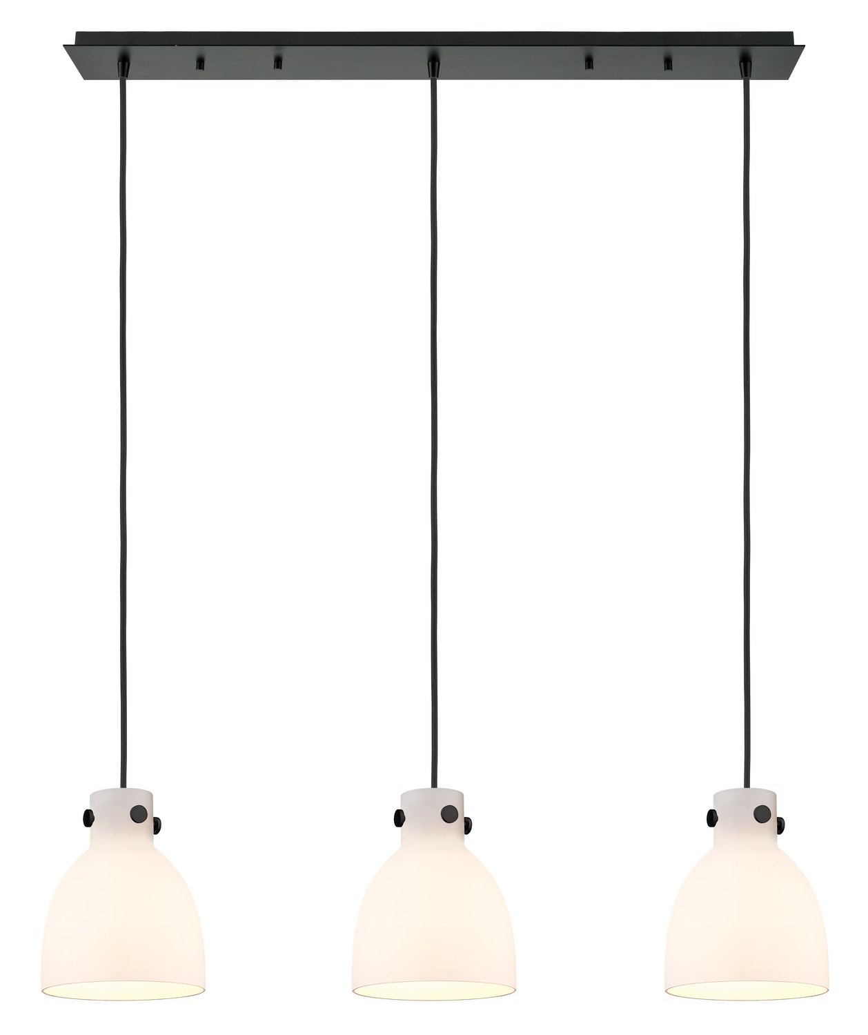 Three Light Linear Pendant by Innovations - Downtown Urban Collection, Matte Black Finish - 123-410-1PS-BK-G412-8WH