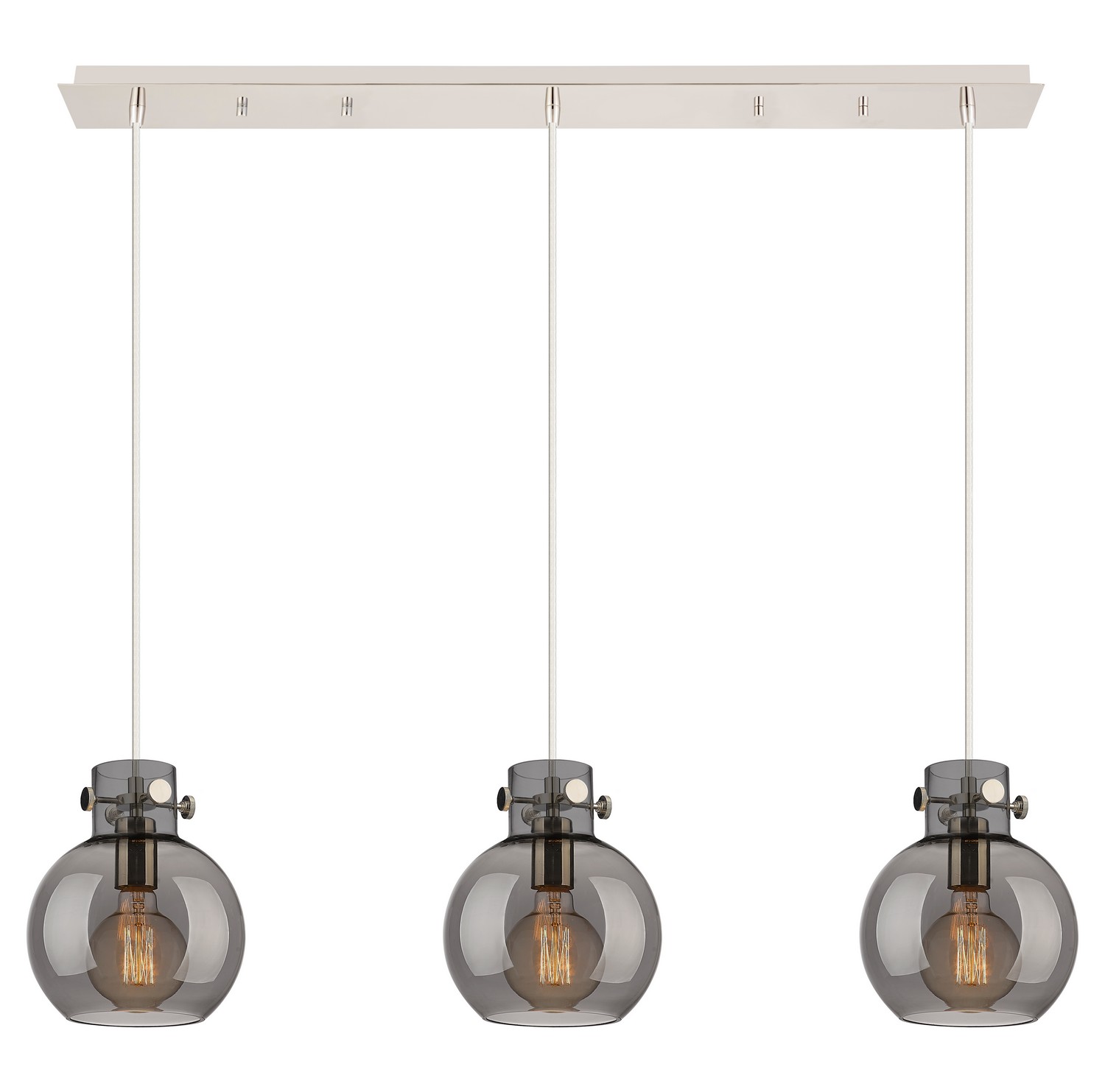 Three Light Linear Pendant by Innovations - Newton Collection, Polished Nickel Finish - 123-410-1PS-PN-G410-8SM