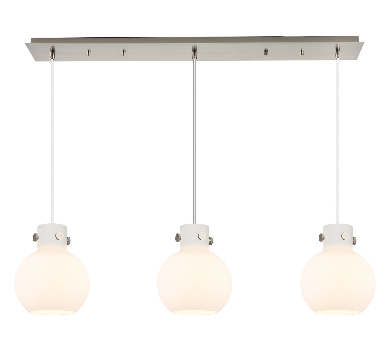 Three Light Linear Pendant by Innovations - Newton Collection, Brushed Satin Nickel Finish - 123-410-1PS-SN-G410-8WH