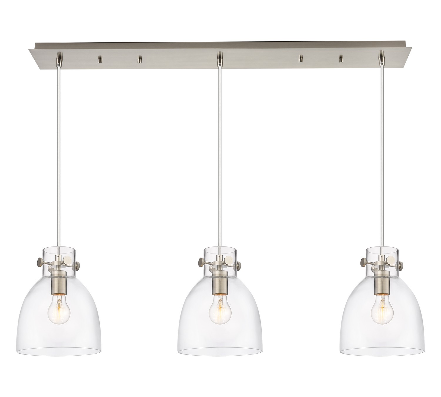 Three Light Linear Pendant by Innovations - Downtown Urban Collection, Brushed Satin Nickel Finish - 123-410-1PS-SN-G412-8CL