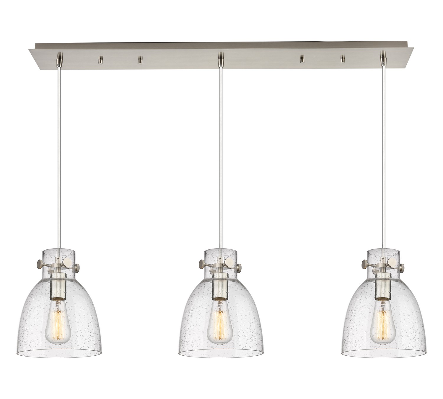 Three Light Linear Pendant by Innovations - Downtown Urban Collection, Brushed Satin Nickel Finish - 123-410-1PS-SN-G412-8SDY