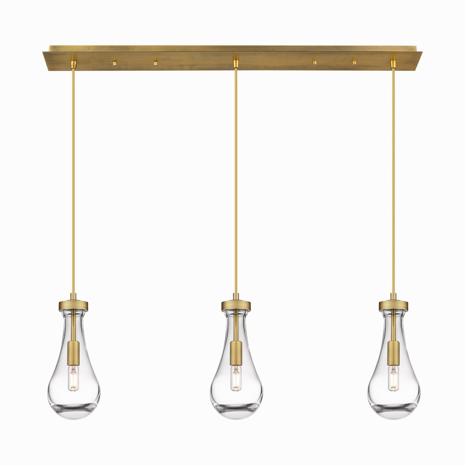 Three Light Linear Pendant by Innovations - Downtown Urban Collection, Brushed Brass Finish - 123-451-1P-BB-G451-5CL