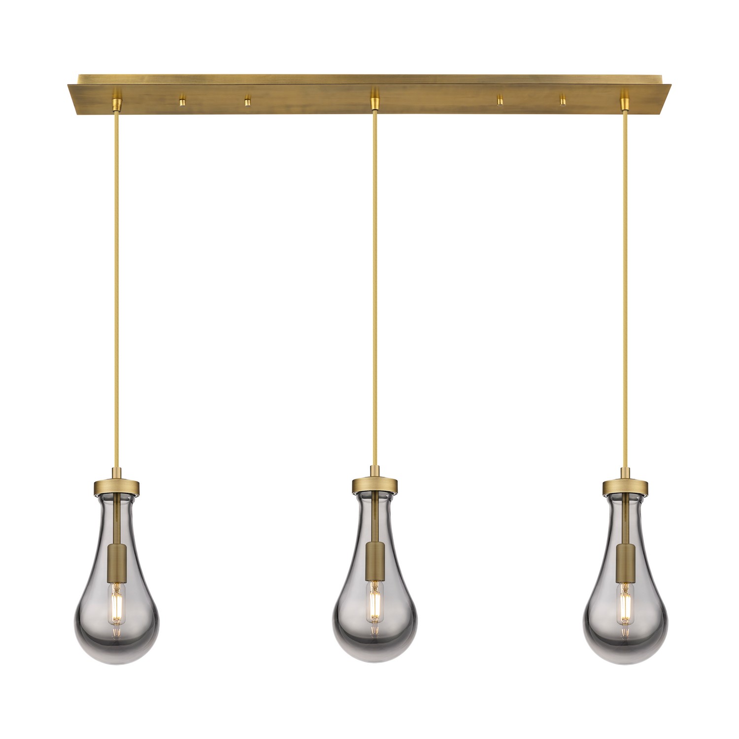 Three Light Linear Pendant by Innovations - Downtown Urban Collection, Brushed Brass Finish - 123-451-1P-BB-G451-5SM