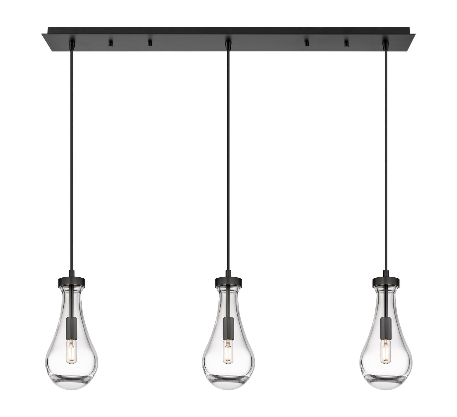 Three Light Linear Pendant by Innovations - Downtown Urban Collection, Matte Black Finish - 123-451-1P-BK-G451-5CL
