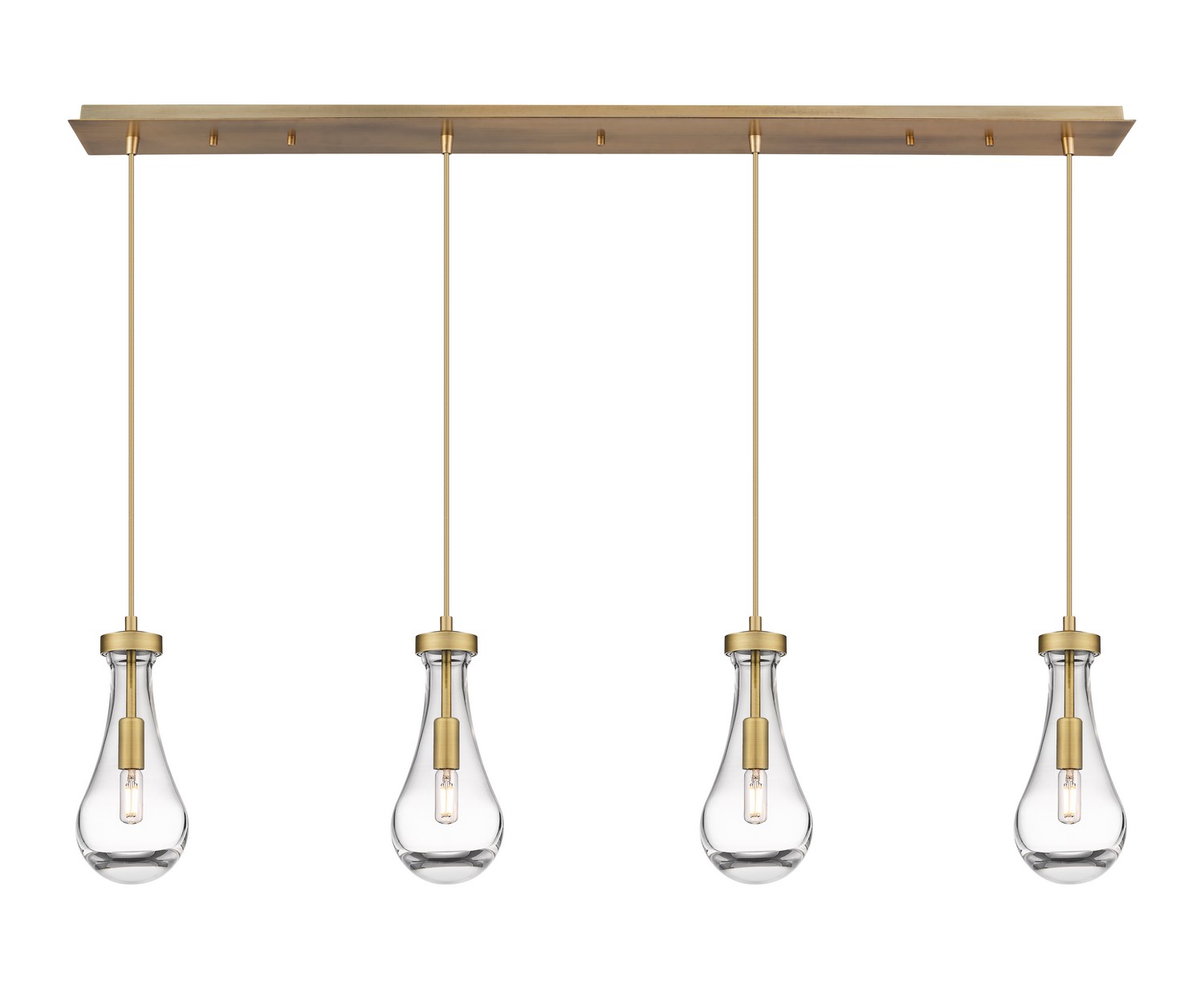 Four Light Linear Pendant by Innovations - Downtown Urban Collection, Brushed Brass Finish - 124-451-1P-BB-G451-5CL