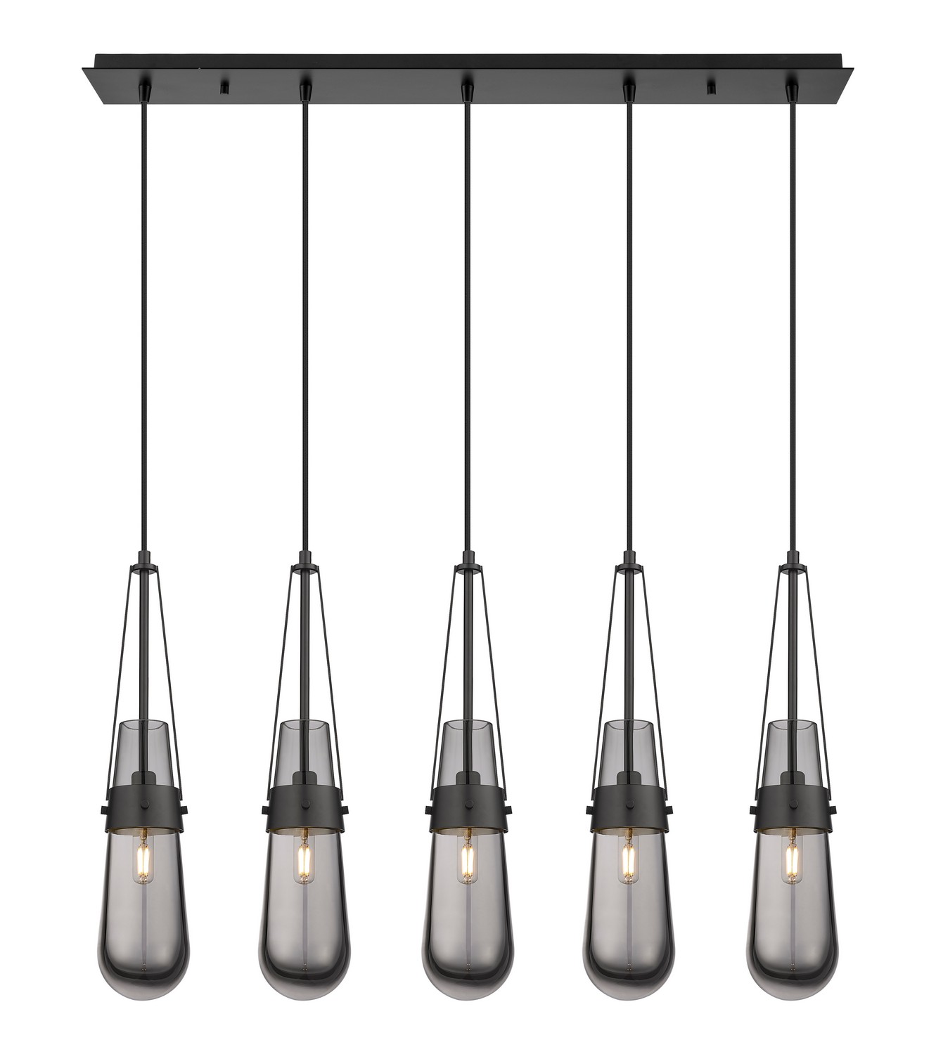 Five Light Linear Pendant by Innovations - Downtown Urban Collection, Matte Black Finish - 125-452-1P-BK-G452-4SM