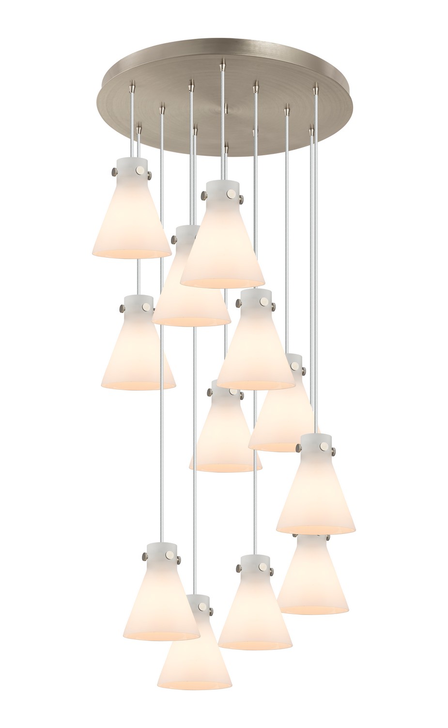 12 Light Pendant by Innovations - Downtown Urban Collection, Brushed Satin Nickel Finish - 126-410-1PS-SN-G411-8WH