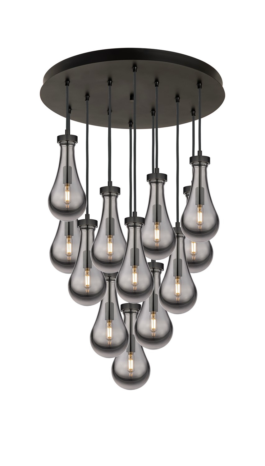 12 Light Pendant by Innovations - Downtown Urban Collection, Matte Black Finish - 126-451-1P-BK-G451-5SM