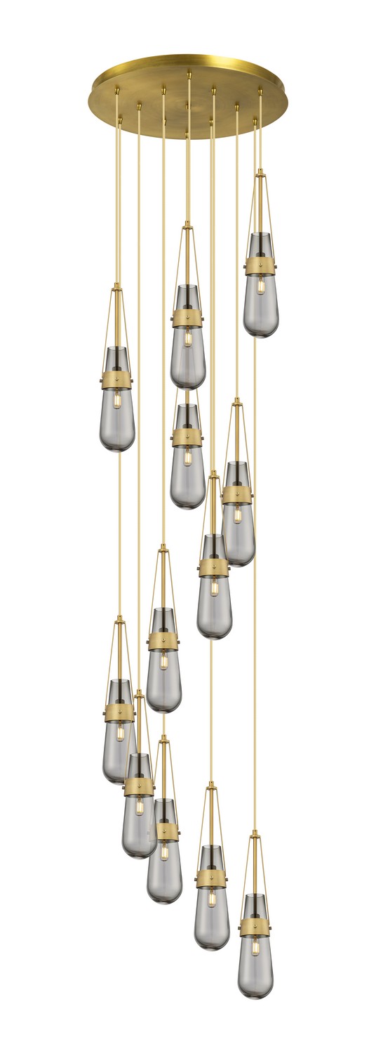 12 Light Pendant by Innovations - Downtown Urban Collection, Brushed Brass Finish - 126-452-1P-BB-G452-4SM