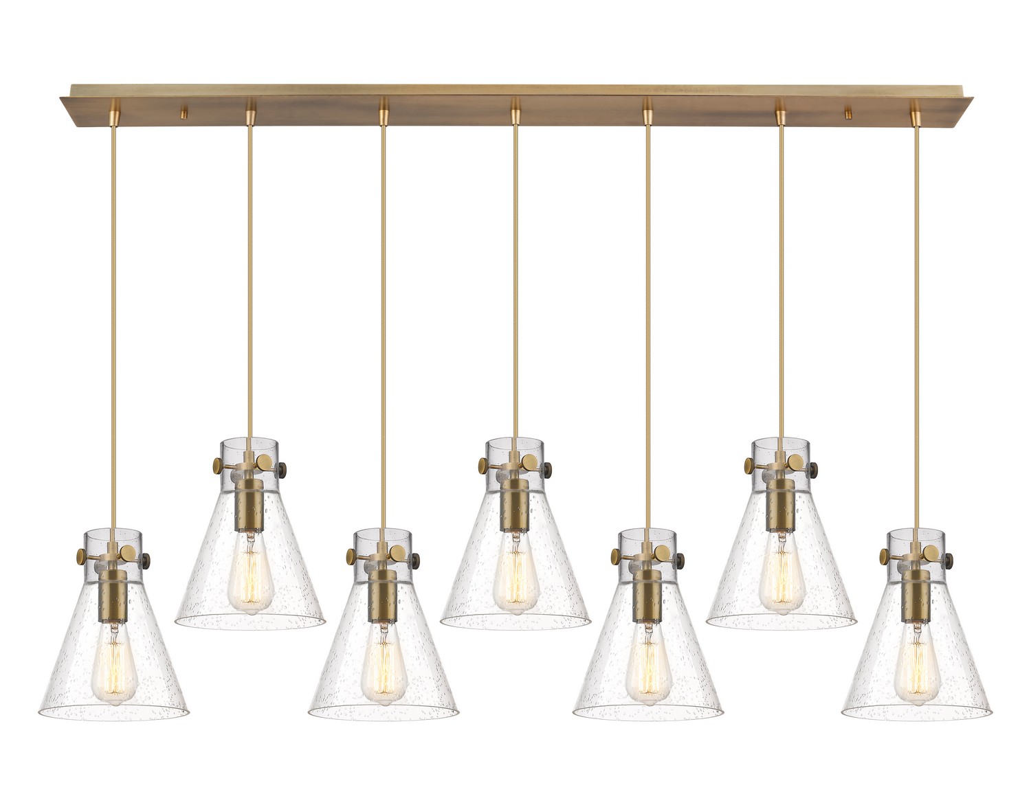 Seven Light Linear Pendant by Innovations - Downtown Urban Collection, Brushed Brass Finish - 127-410-1PS-BB-G411-8SDY