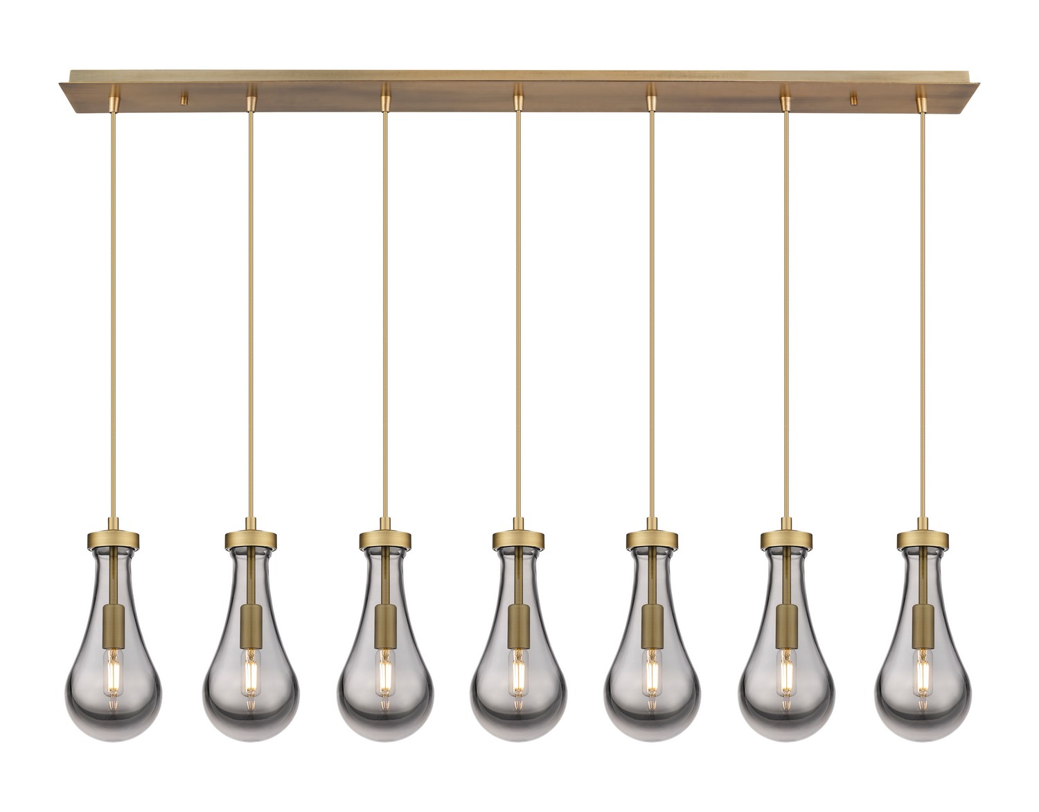 Seven Light Linear Pendant by Innovations - Downtown Urban Collection, Brushed Brass Finish - 127-451-1P-BB-G451-5SM