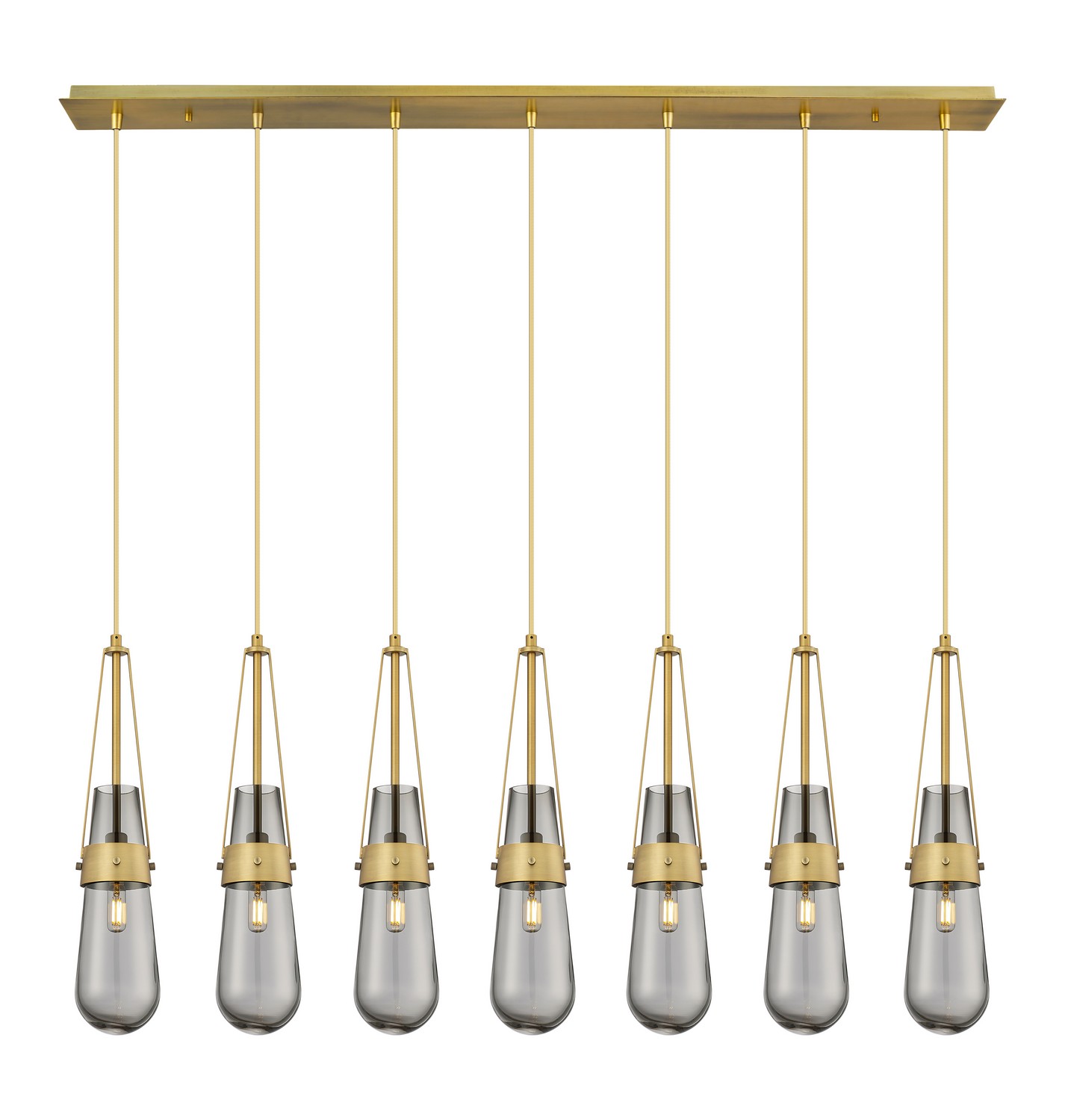 Seven Light Linear Pendant by Innovations - Downtown Urban Collection, Brushed Brass Finish - 127-452-1P-BB-G452-4SM