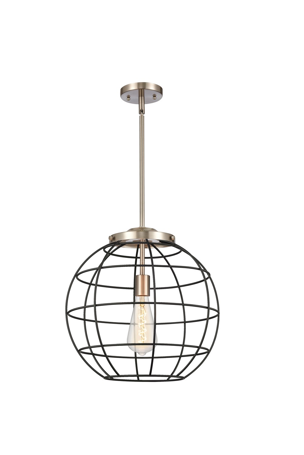 One Light Pendant by Innovations - Essex Collection, Satin Nickel Finish - 221-1S-SN-CE-16-BK