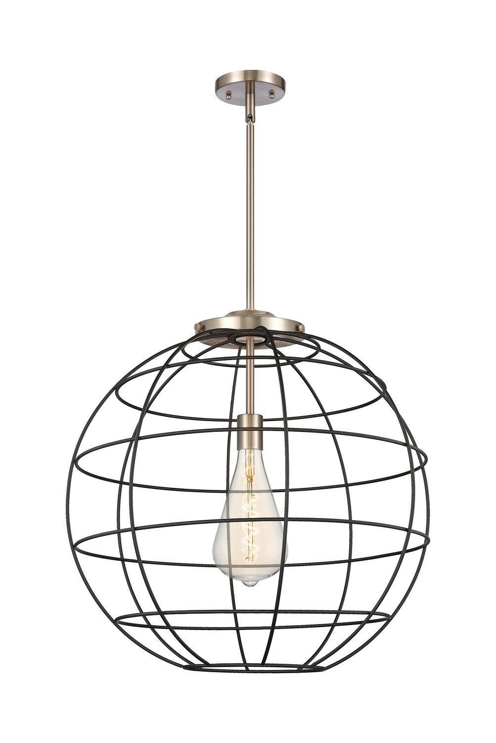 One Light Pendant by Innovations - Essex Collection, Satin Nickel Finish - 221-1S-SN-CE-22-BK