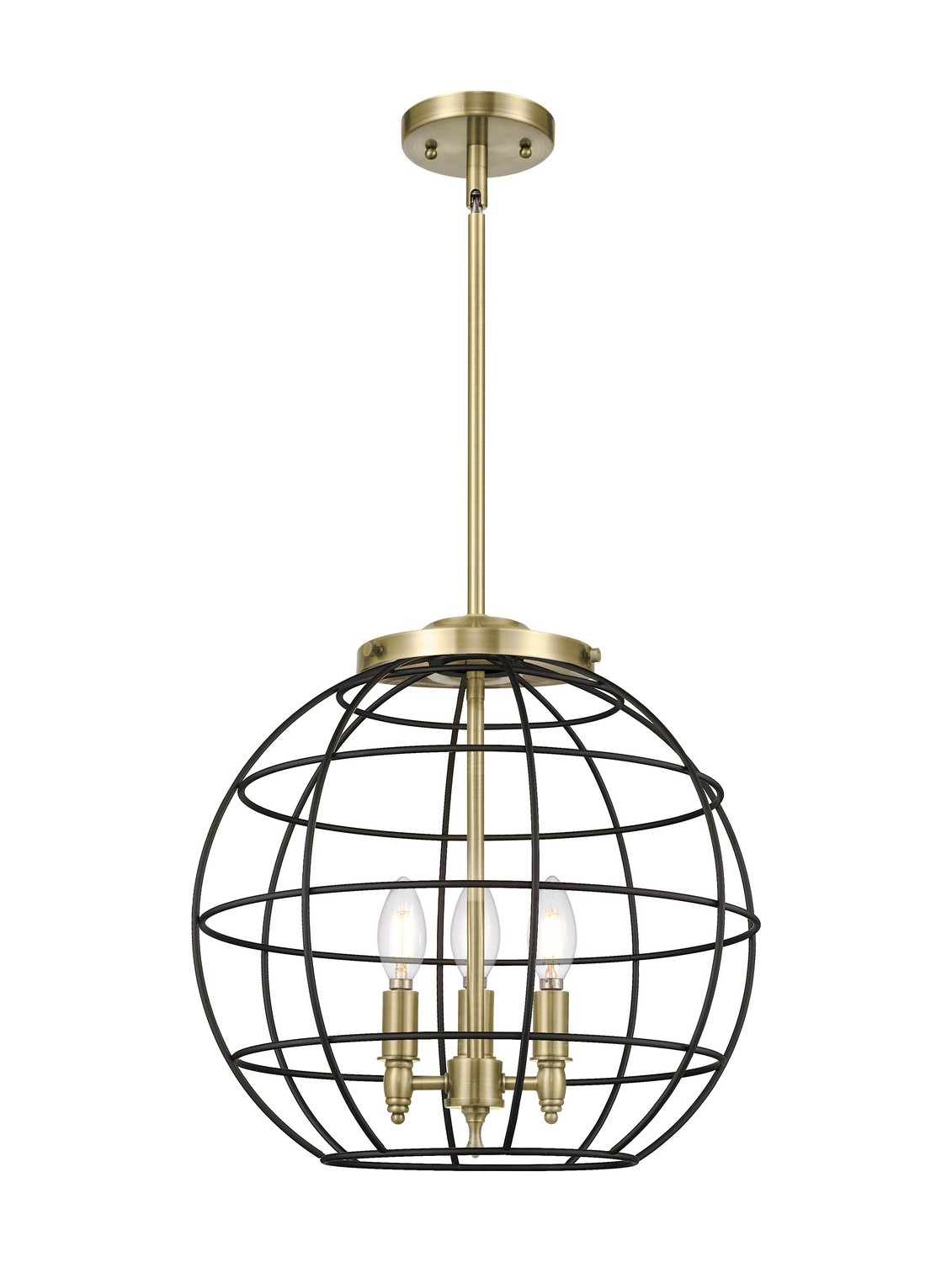 Three Light Pendant by Innovations - Essex Collection, Antique Brass Finish - 221-3S-AB-CE-16-BK