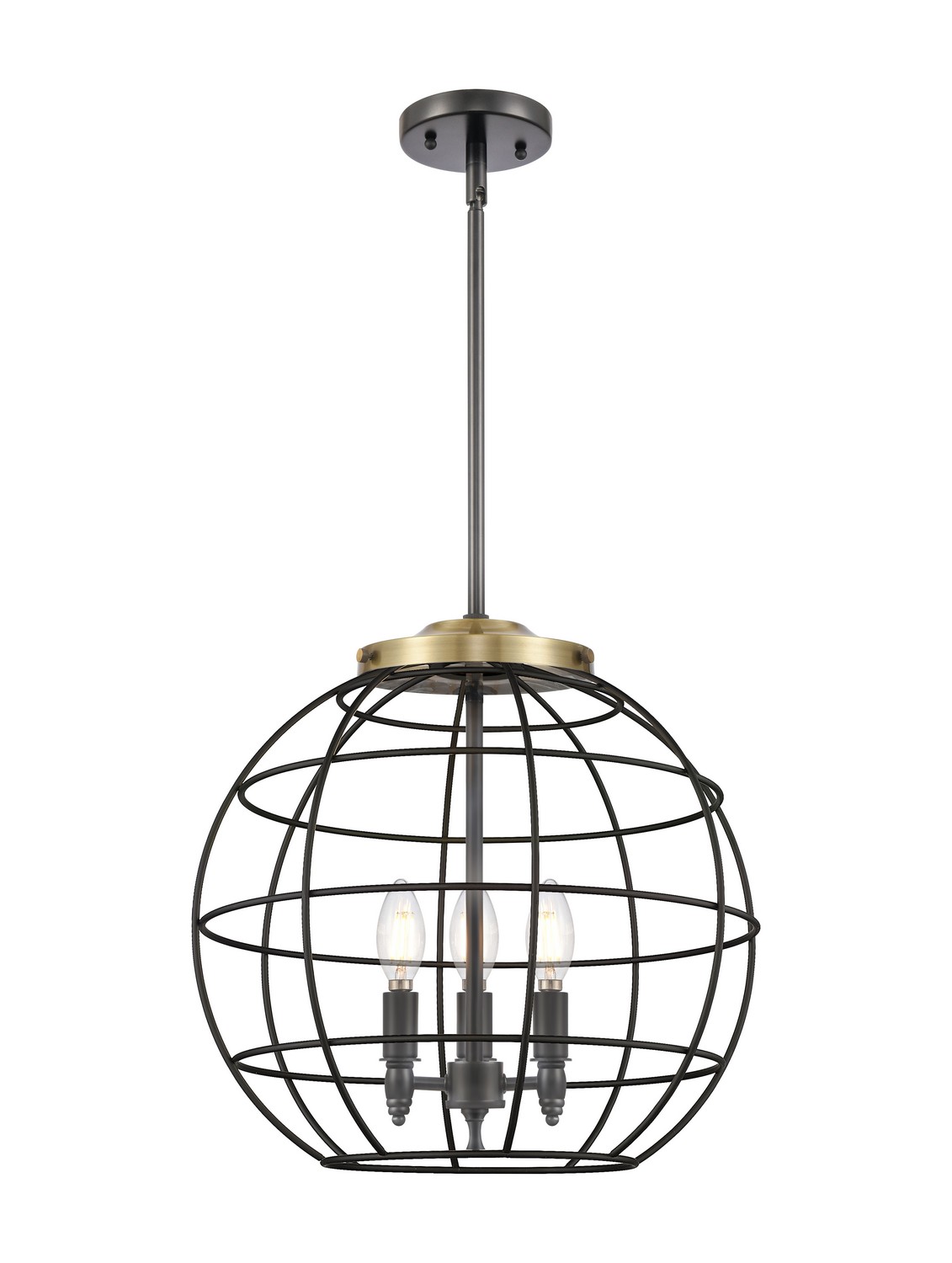 Three Light Pendant by Innovations - Essex Collection, Black Antique Brass Finish - 221-3S-BAB-CE-16-BK