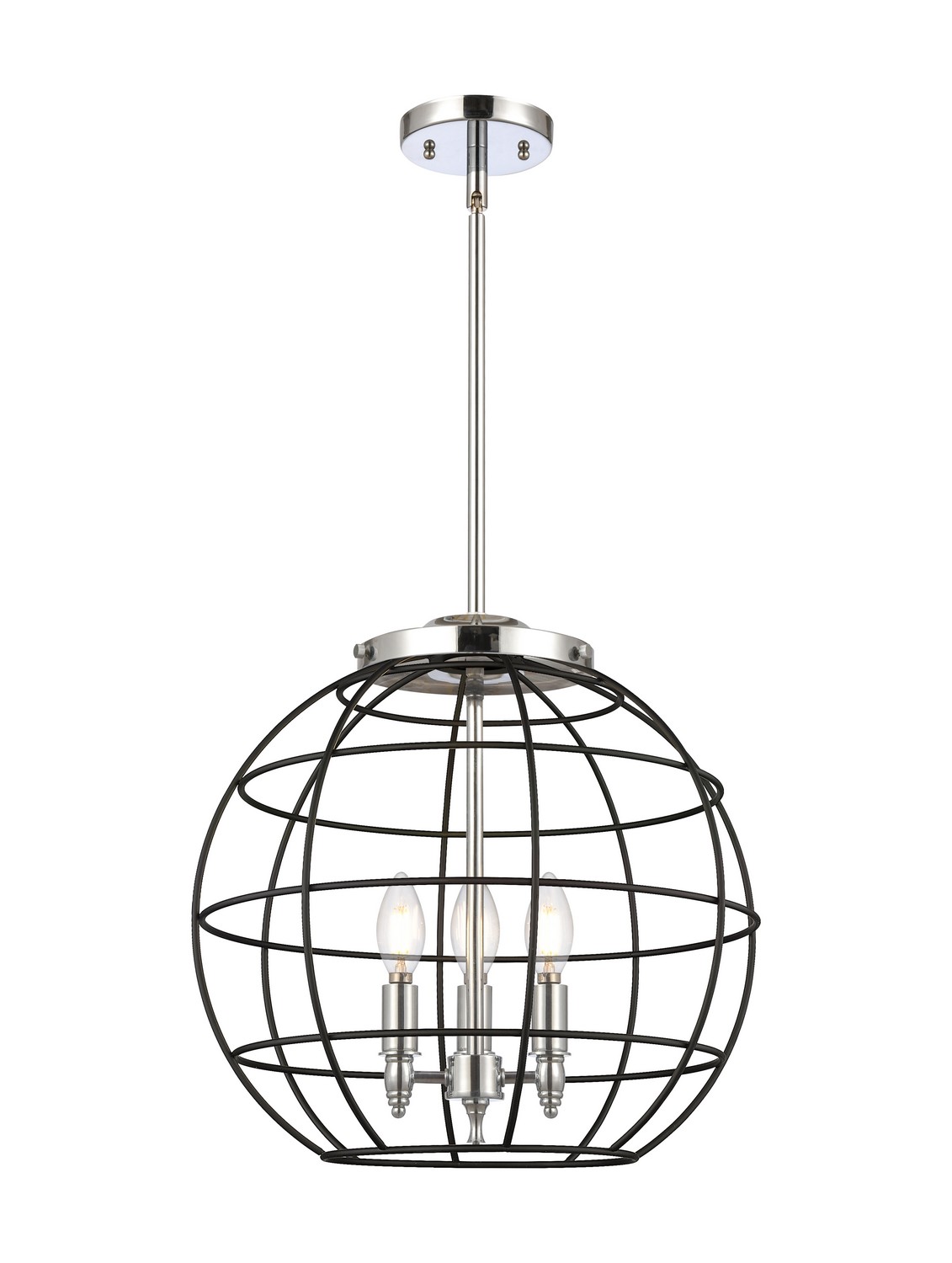Three Light Pendant by Innovations - Essex Collection, Polished Chrome Finish - 221-3S-PC-CE-16-BK