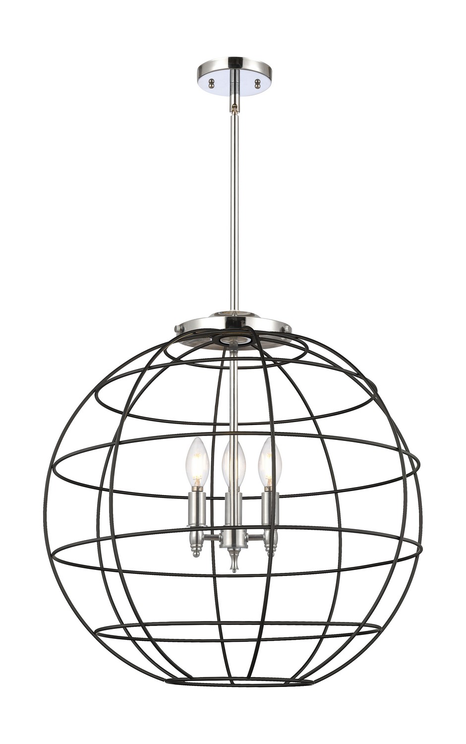 Three Light Pendant by Innovations - Essex Collection, Polished Chrome Finish - 221-3S-PC-CE-22-BK
