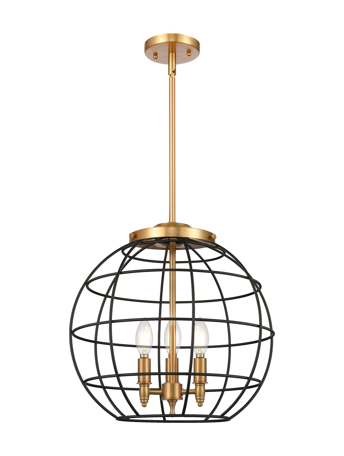 Three Light Pendant by Innovations - Essex Collection, Satin Gold Finish - 221-3S-SG-CE-16-BK