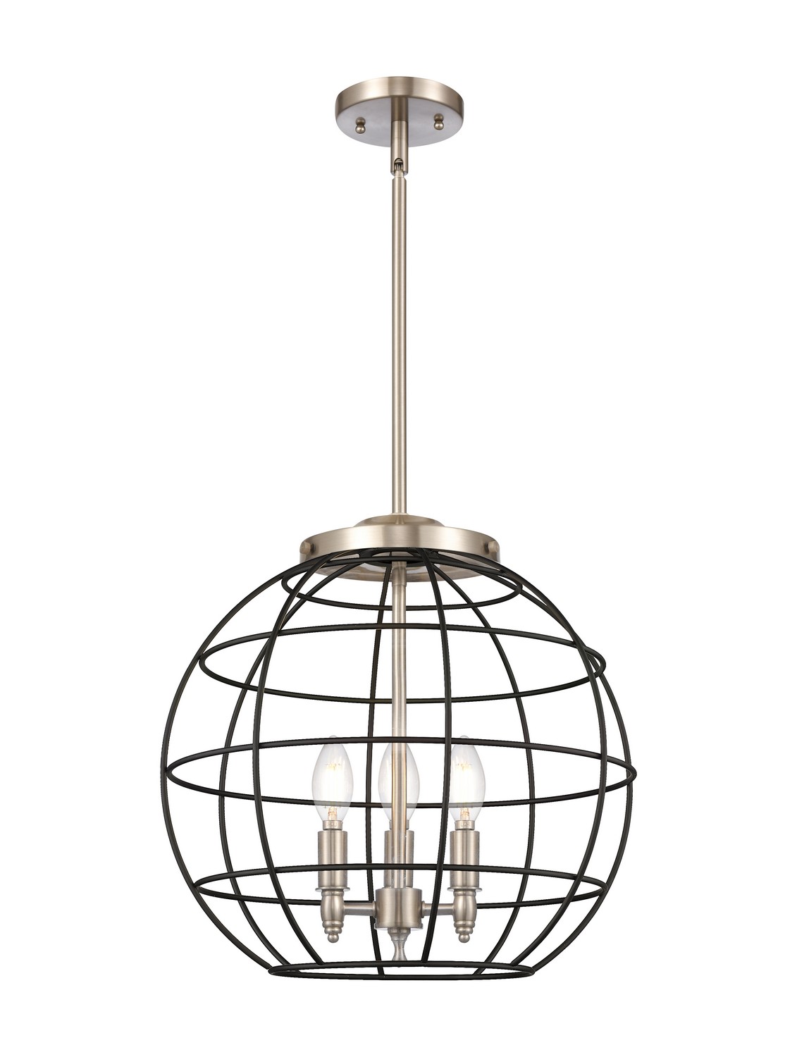 Three Light Pendant by Innovations - Essex Collection, Satin Nickel Finish - 221-3S-SN-CE-16-BK