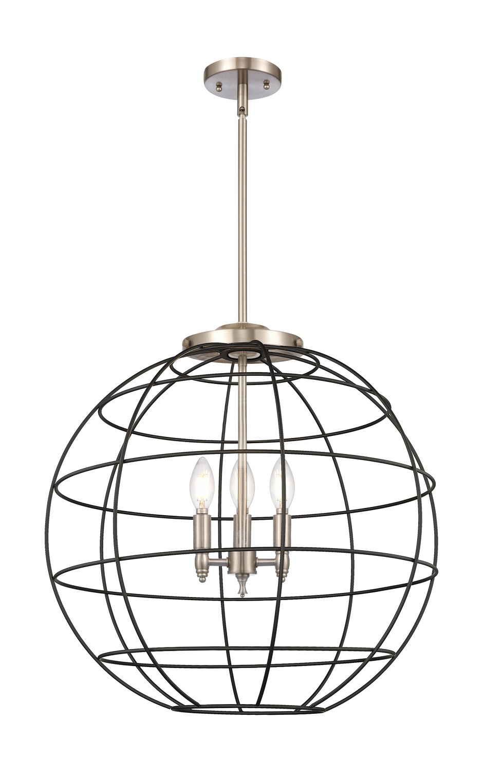 Three Light Pendant by Innovations - Essex Collection, Satin Nickel Finish - 221-3S-SN-CE-22-BK