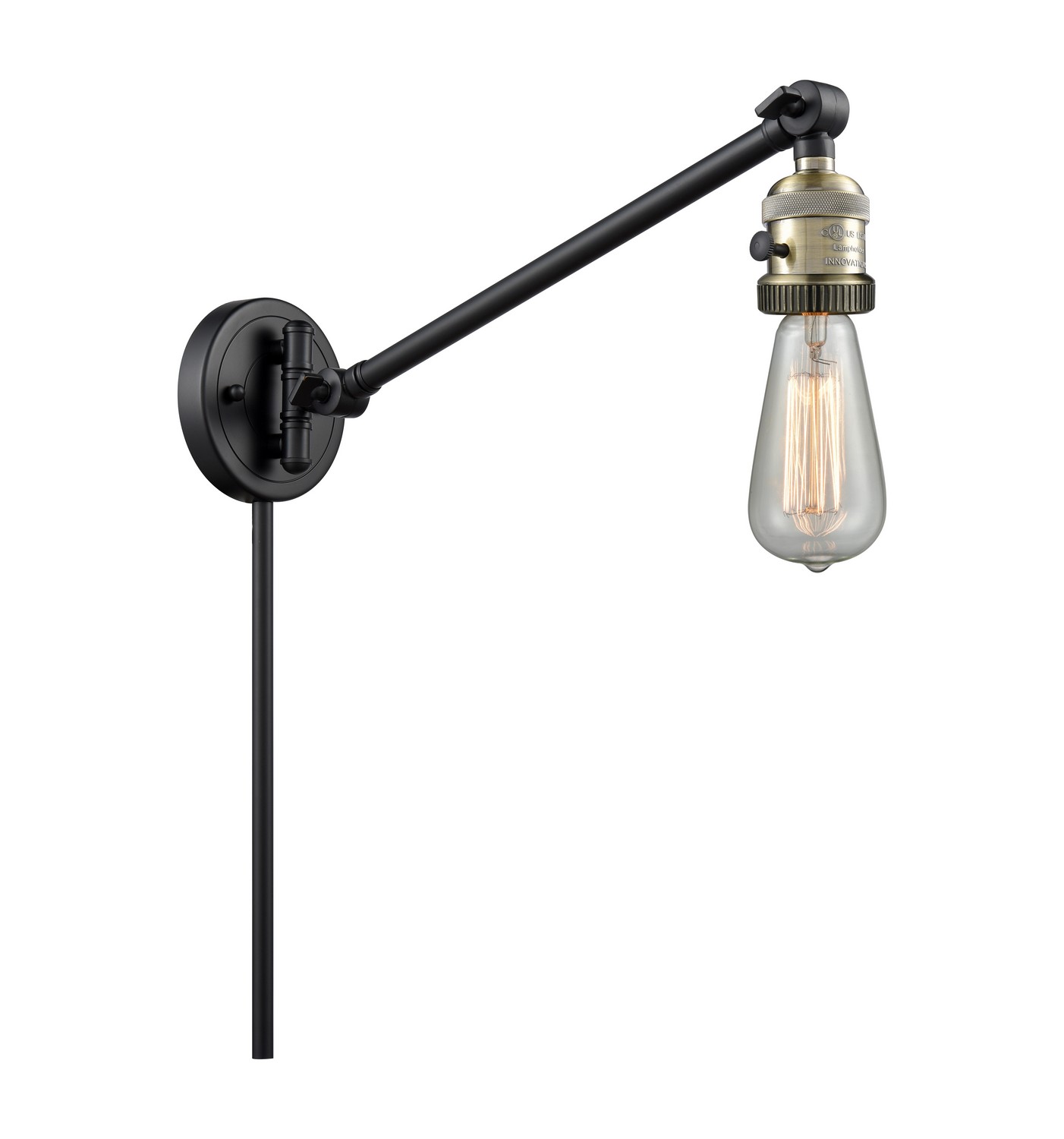 One Light Swing Arm by Innovations - Franklin Restoration Collection, Black Antique Brass Finish - 237-BAB
