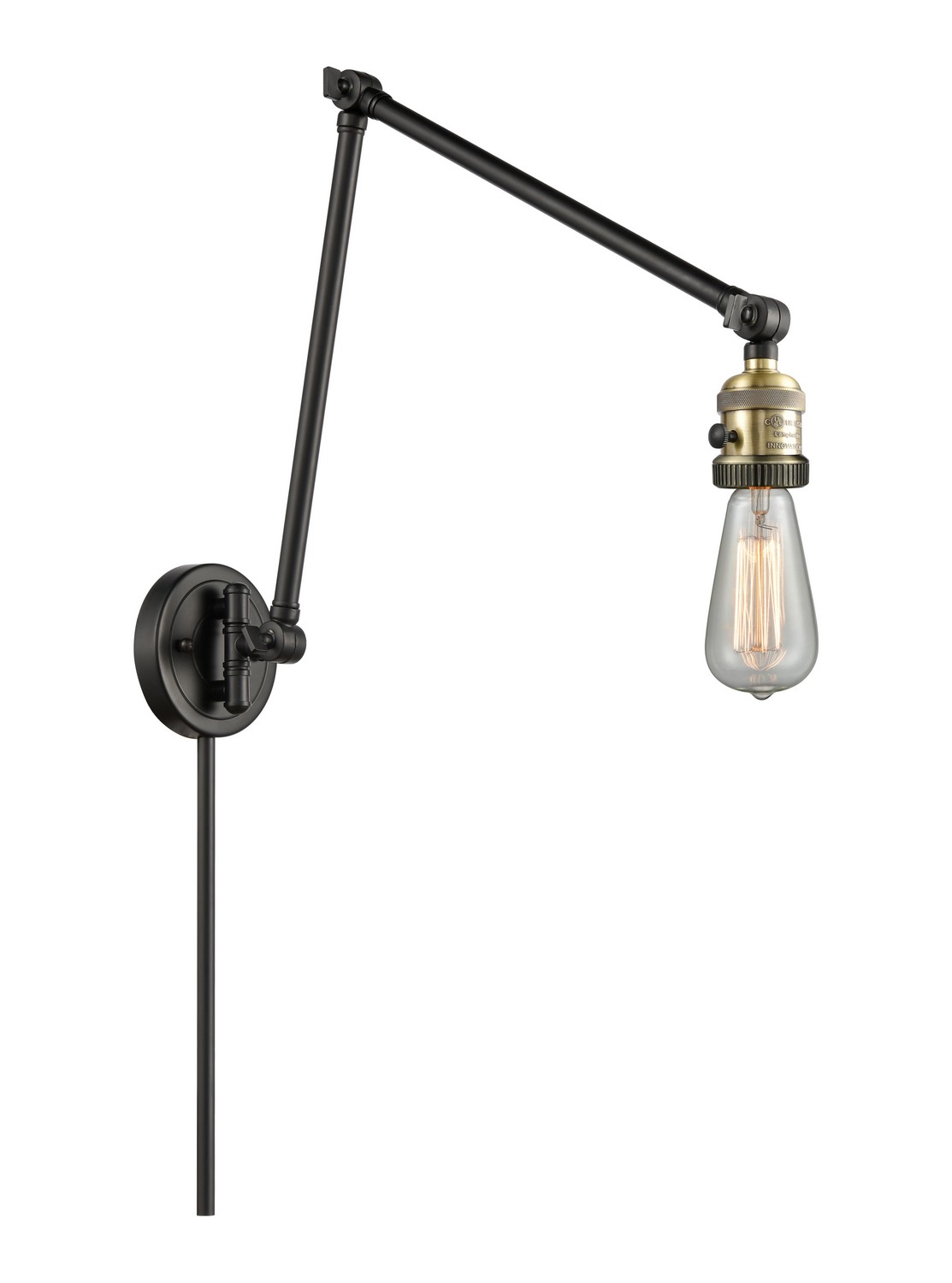 One Light Swing Arm by Innovations - Franklin Restoration Collection, Black Antique Brass Finish - 238-BAB
