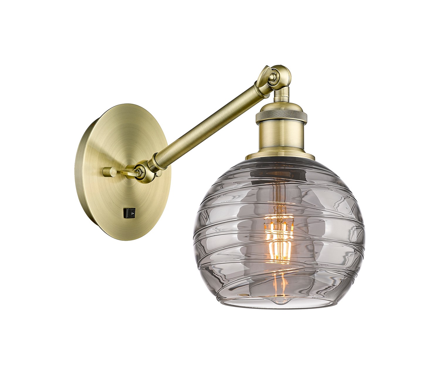 One Light Wall Sconce by Innovations - Ballston Collection, Antique Brass Finish - 317-1W-AB-G1213-6SM