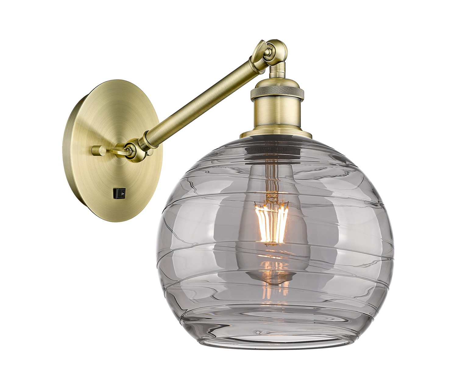 One Light Wall Sconce by Innovations - Ballston Collection, Antique Brass Finish - 317-1W-AB-G1213-8SM