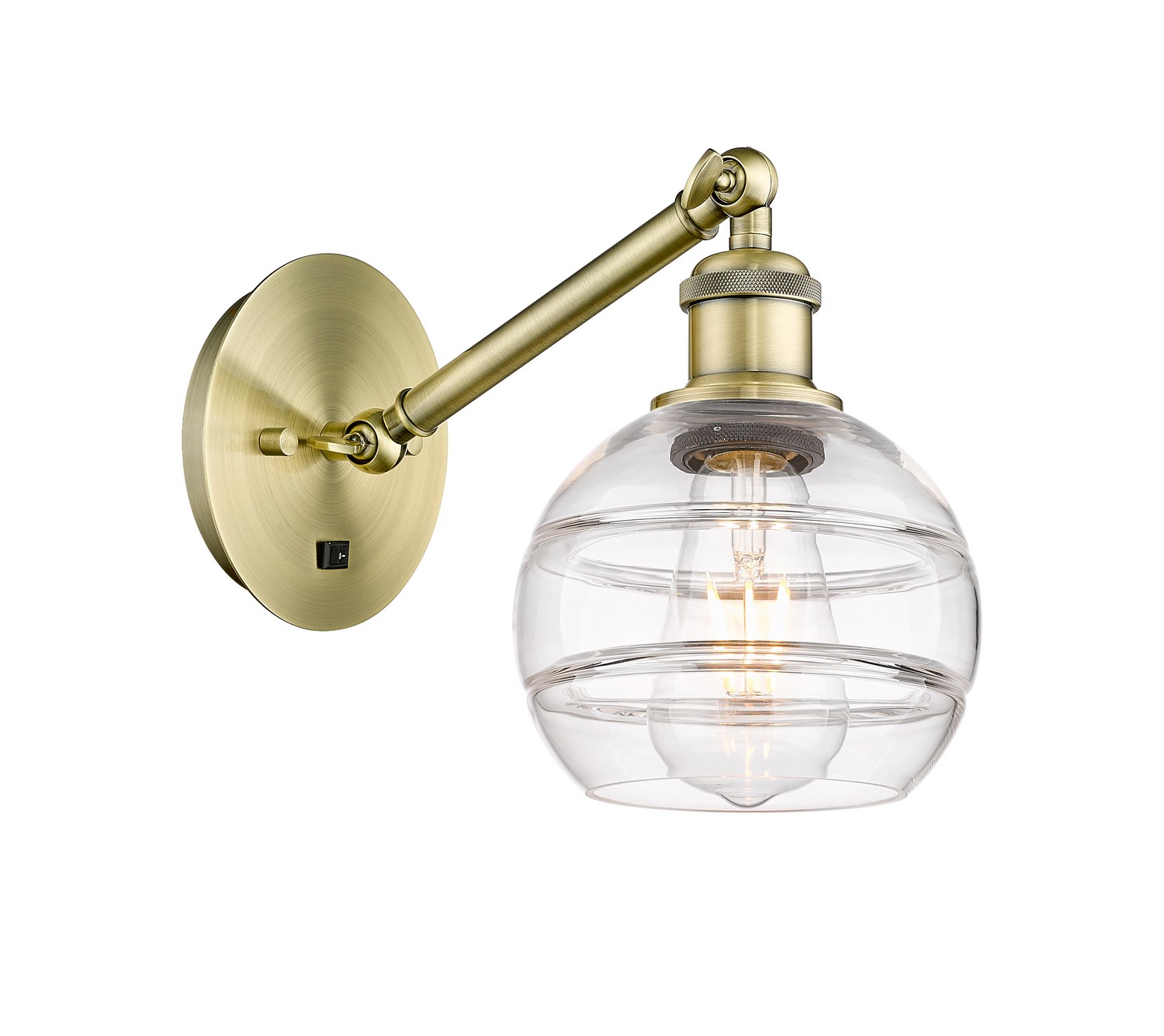 One Light Wall Sconce by Innovations - Ballston Collection, Antique Brass Finish - 317-1W-AB-G556-6CL