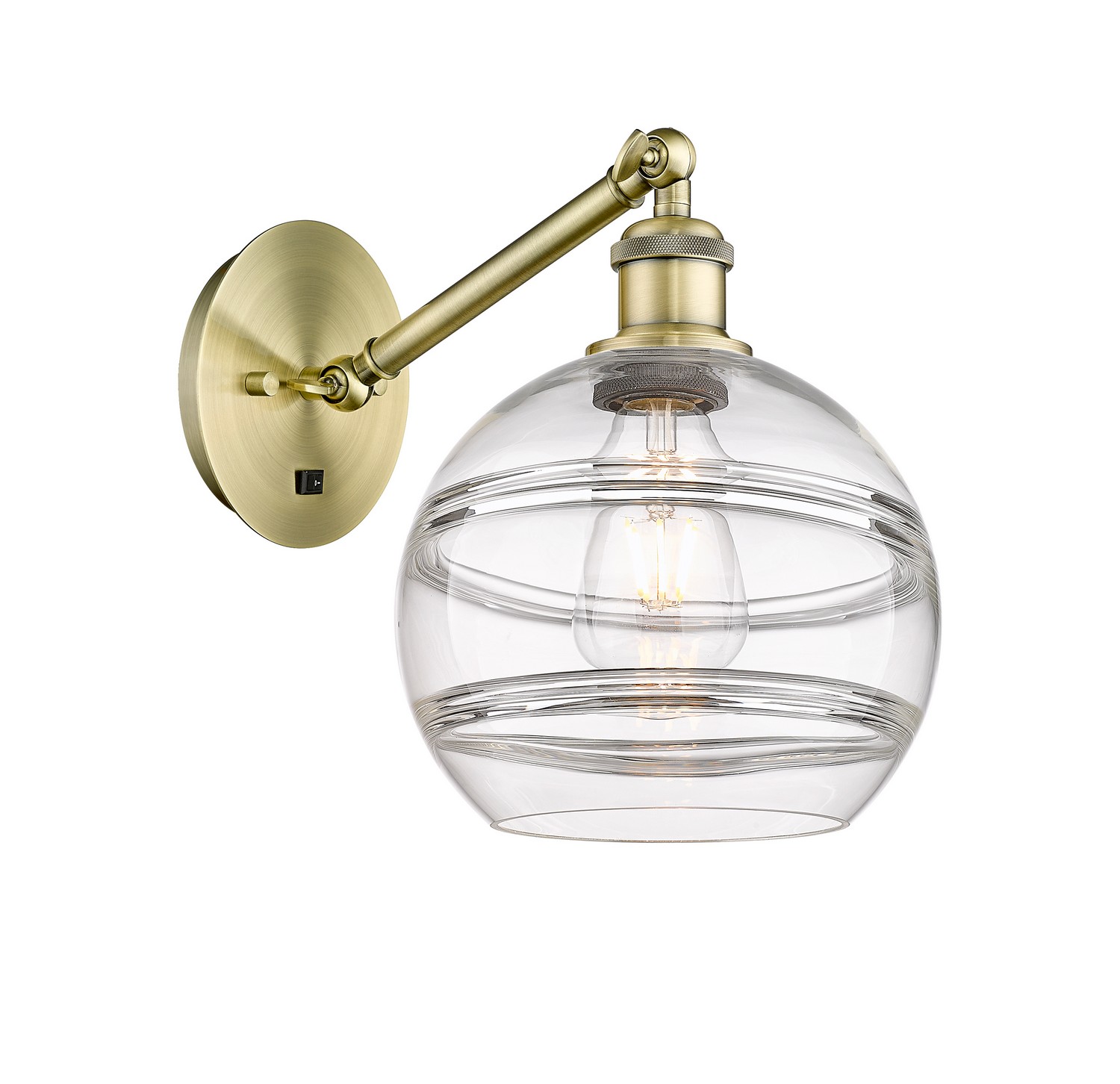 One Light Wall Sconce by Innovations - Ballston Collection, Antique Brass Finish - 317-1W-AB-G556-8CL