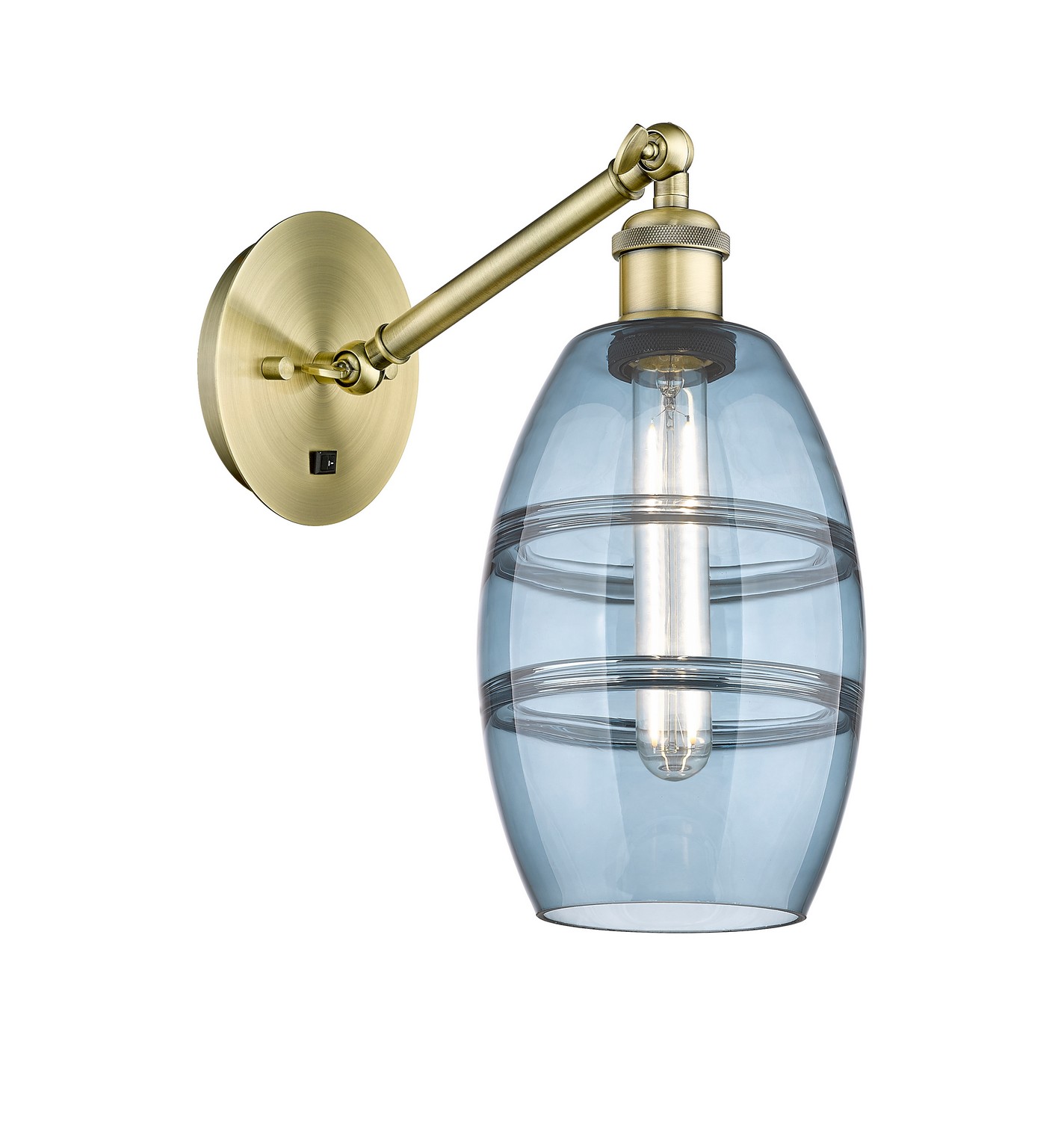 One Light Wall Sconce by Innovations - Ballston Collection, Antique Brass Finish - 317-1W-AB-G557-6BL