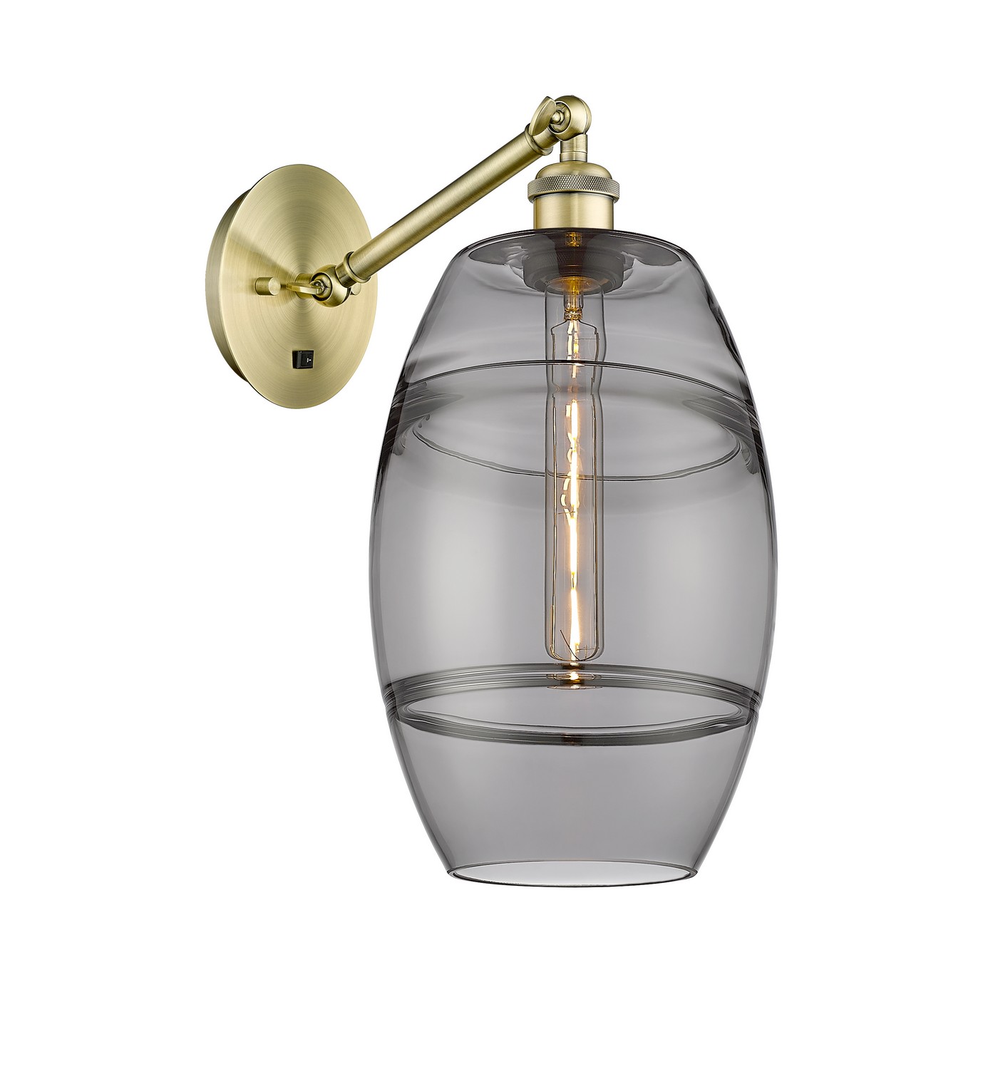 One Light Wall Sconce by Innovations - Ballston Collection, Antique Brass Finish - 317-1W-AB-G557-8SM