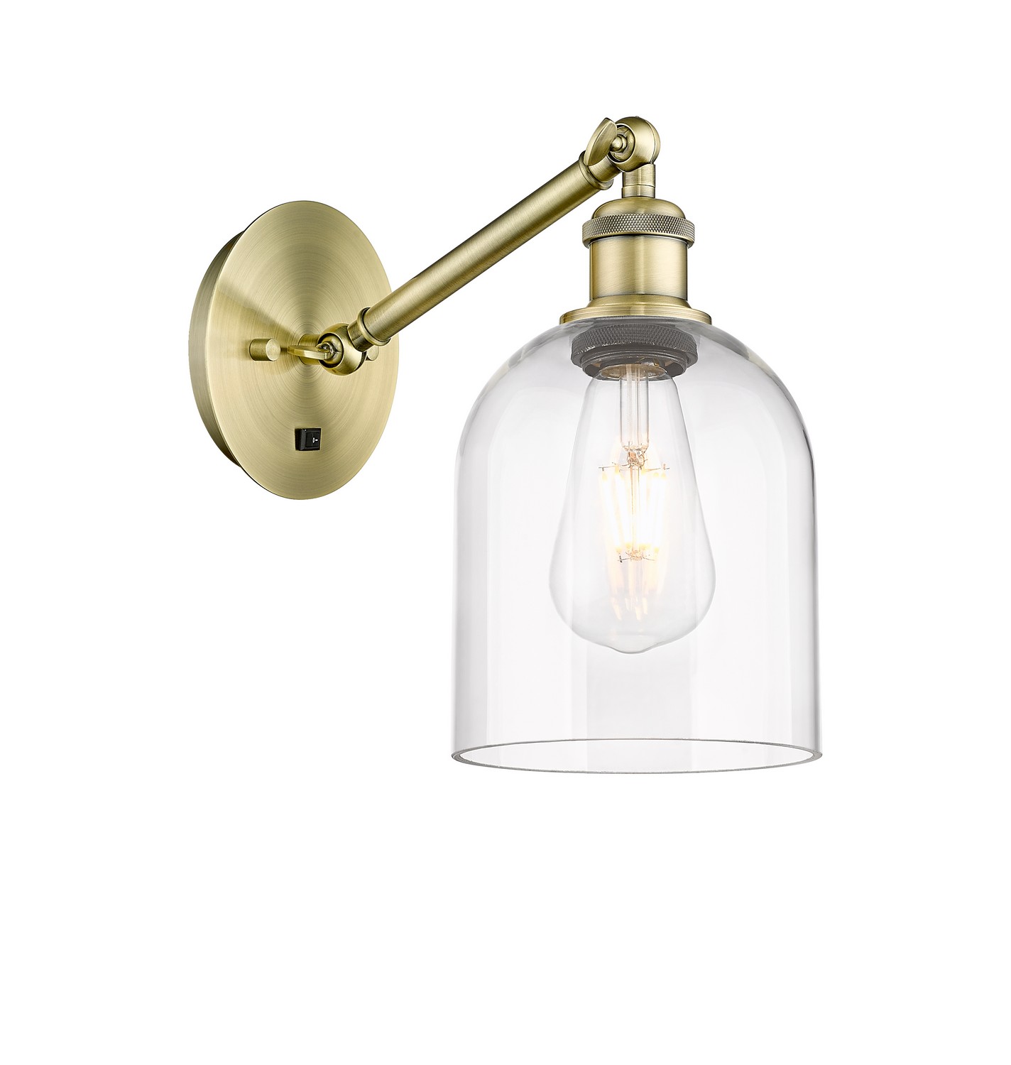One Light Wall Sconce by Innovations - Ballston Collection, Antique Brass Finish - 317-1W-AB-G558-6CL