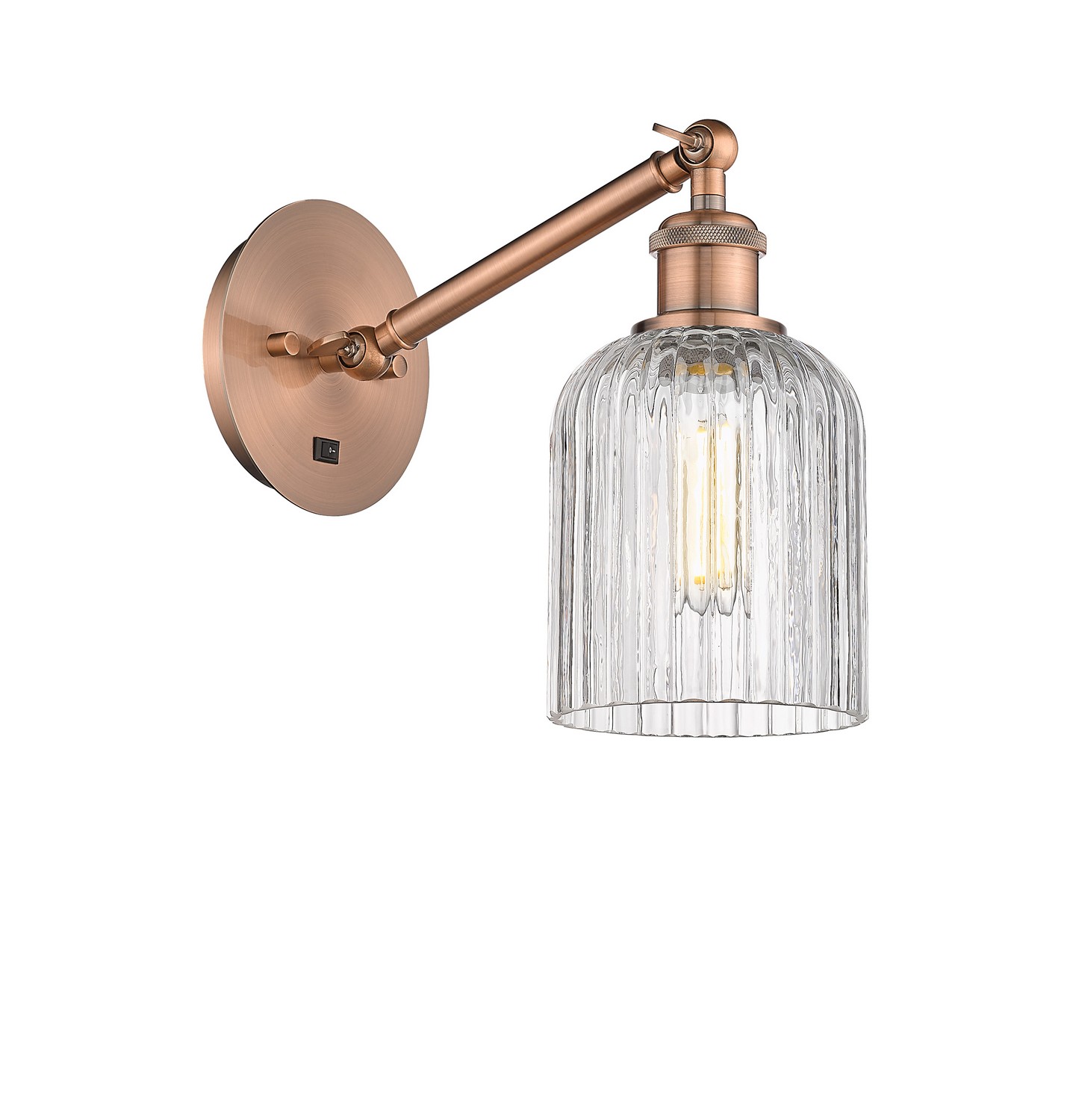 One Light Wall Sconce by Innovations - Ballston Collection, Antique Copper Finish - 317-1W-AC-G559-5CL