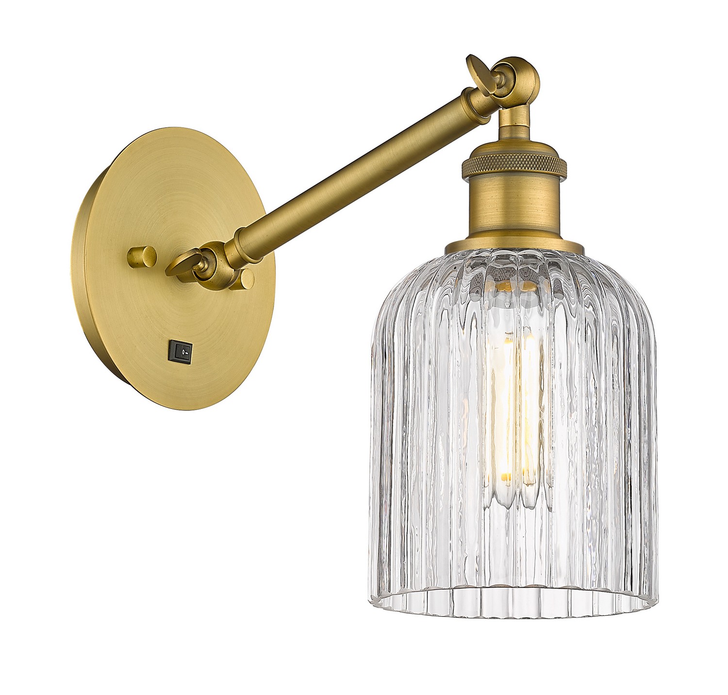 One Light Wall Sconce by Innovations - Ballston Collection, Brushed Brass Finish - 317-1W-BB-G559-5CL