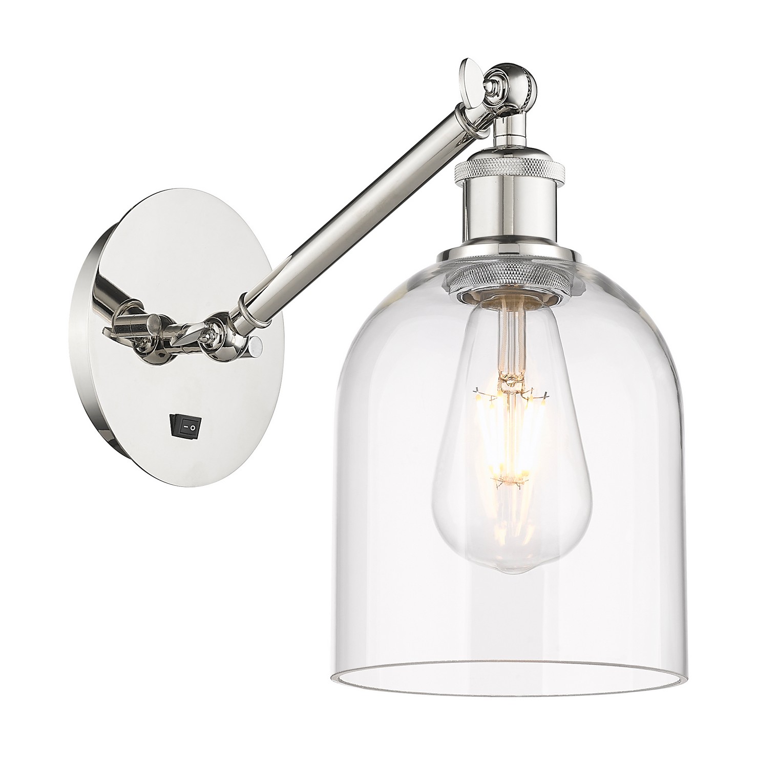 One Light Wall Sconce by Innovations - Ballston Collection, Polished Nickel Finish - 317-1W-PN-G558-6CL