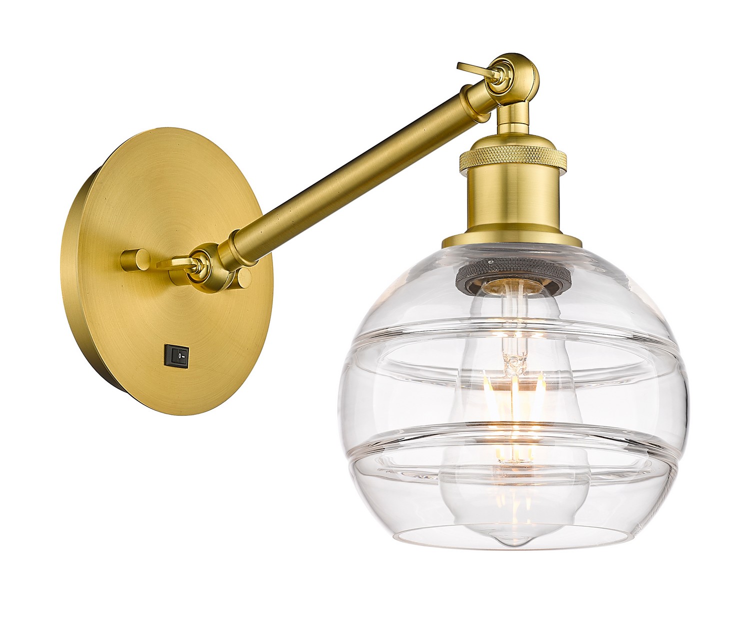 One Light Wall Sconce by Innovations - Ballston Collection, Satin Gold Finish - 317-1W-SG-G556-6CL